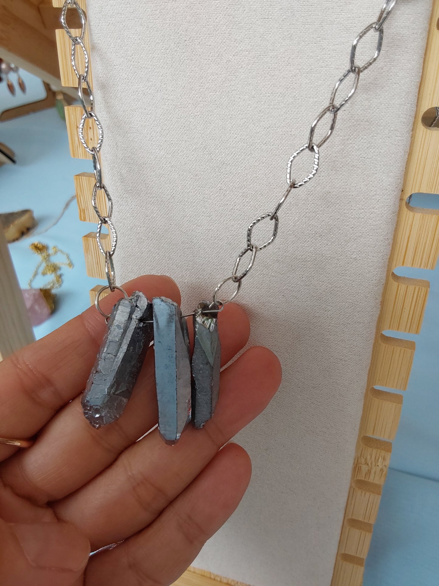 Titanium quartz necklace