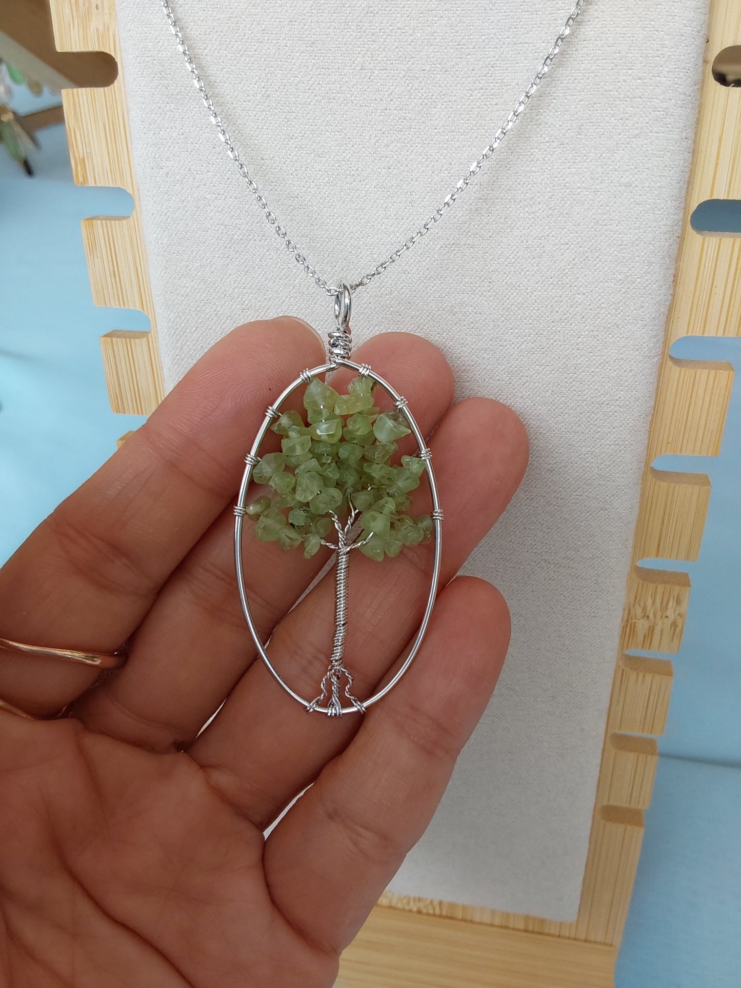 Peridot tree necklace