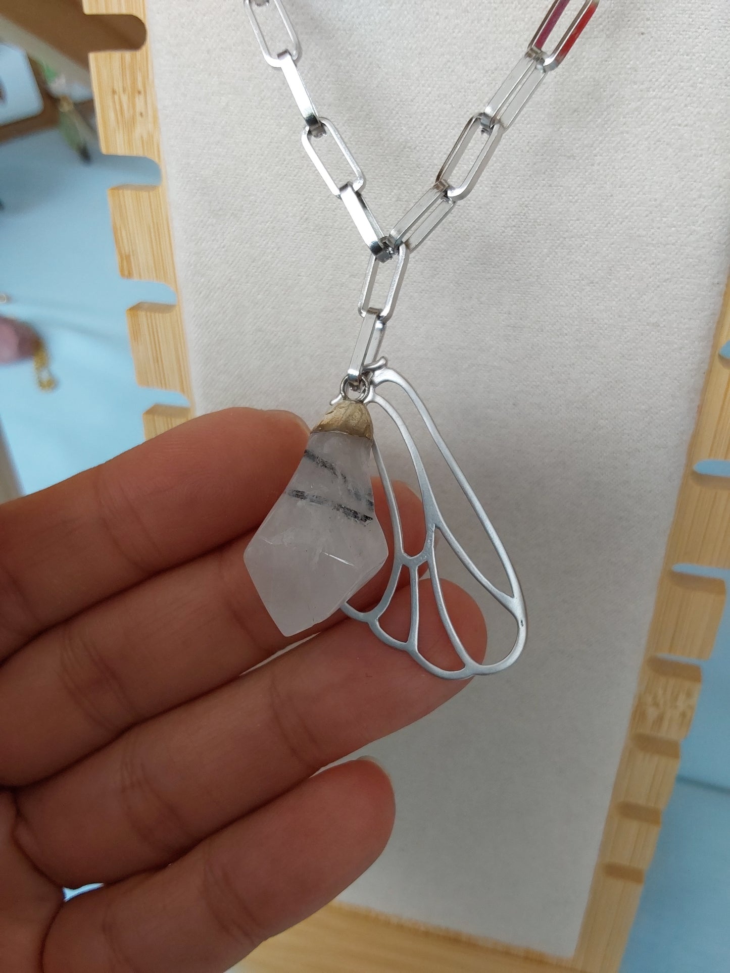 Tourmaline in Quartz necklace