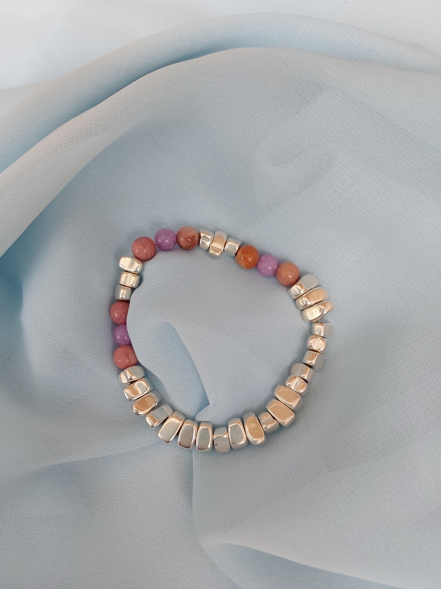 Rhodochrosite and Amethyst bracelet