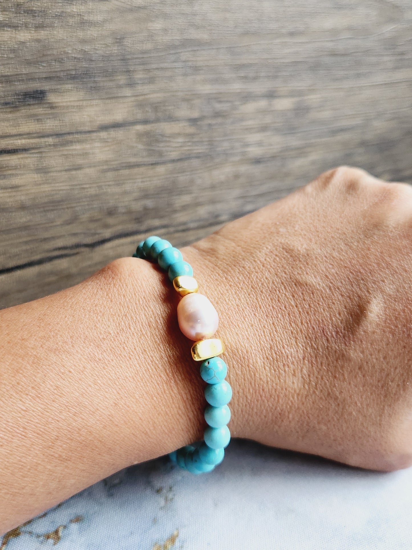 Amazonite and Pearl Bracelet