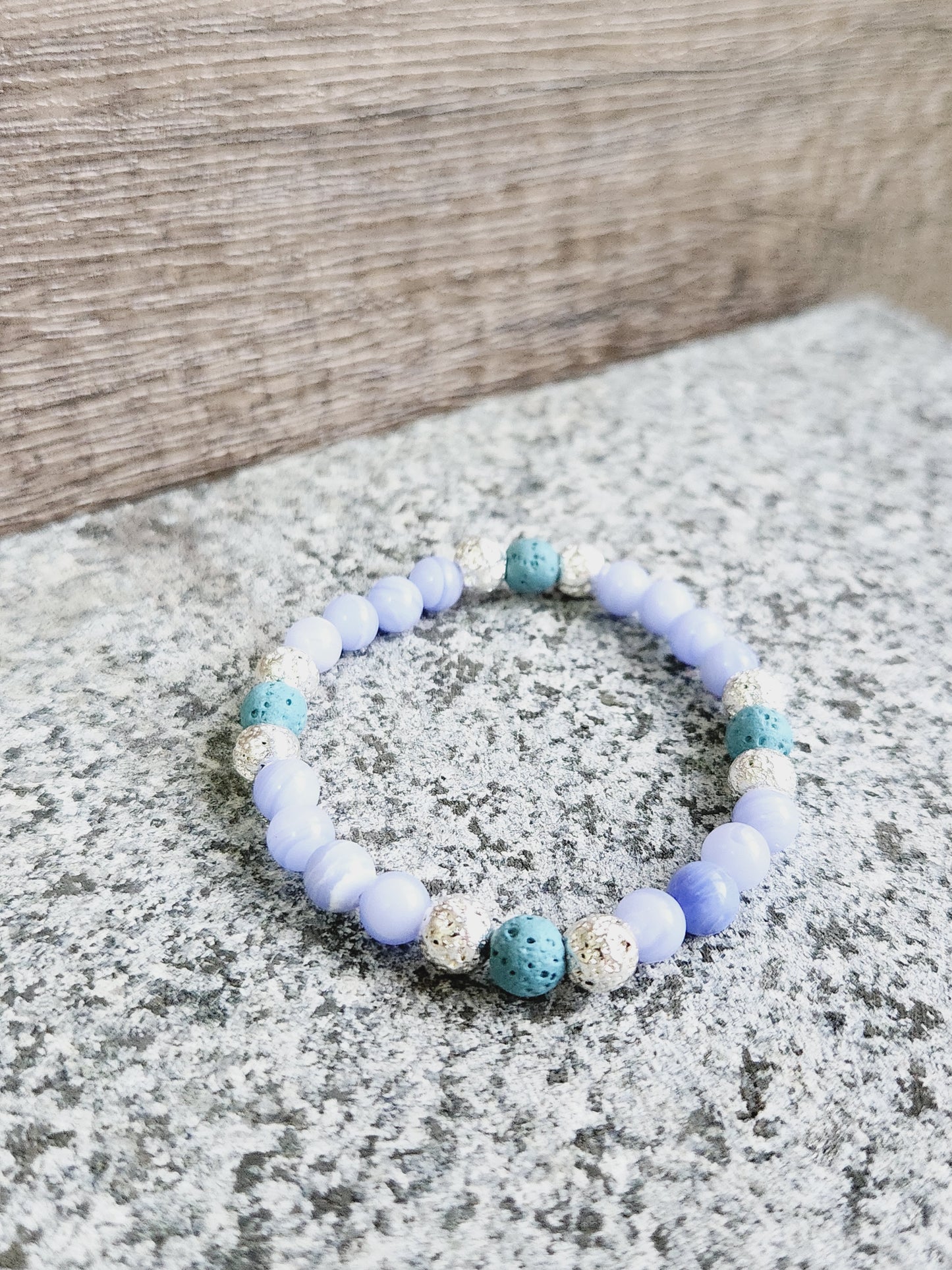 Blue lace agate & blue lava stone bracelet