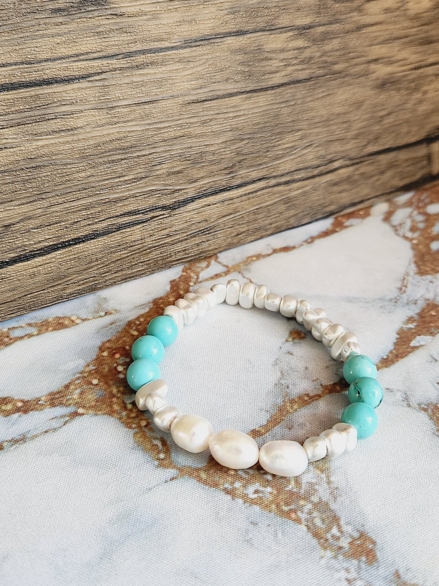 Turquoise and Pearl Bracelet