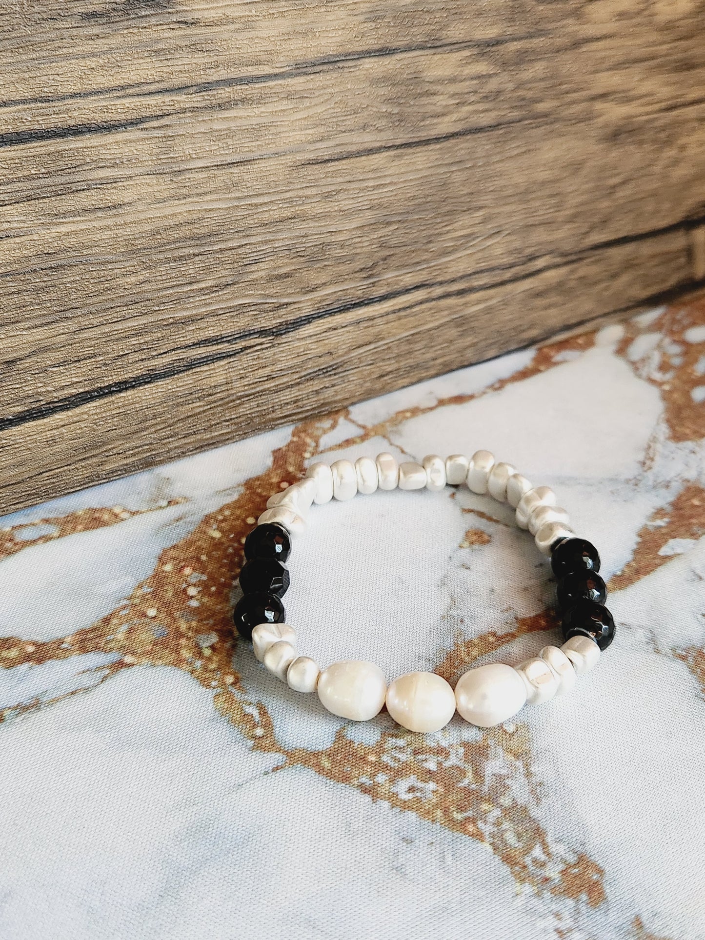 Onyx and Pearl Bracelet