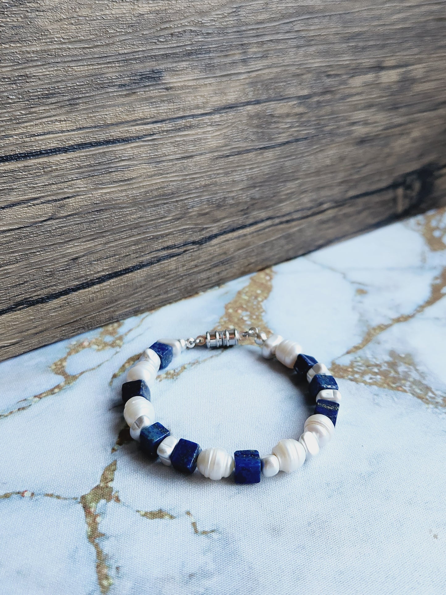 Lapis Lazuli and Pearl Bracelet