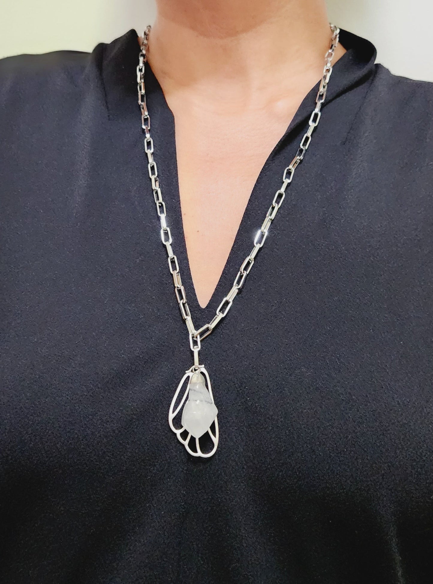Tourmaline in Quartz necklace