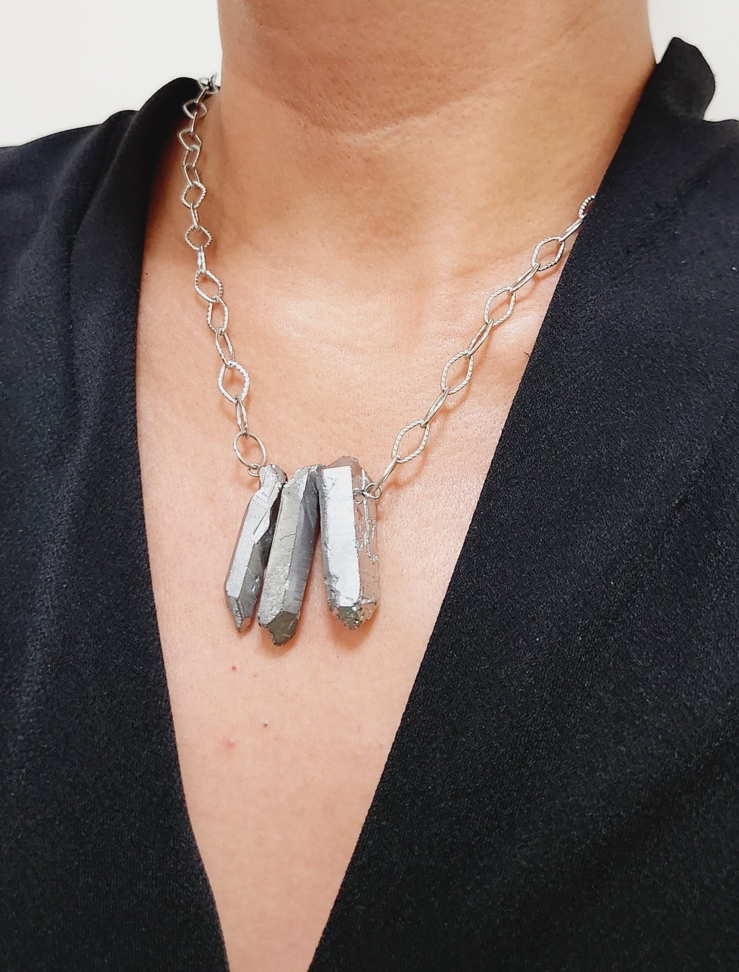 Titanium quartz necklace