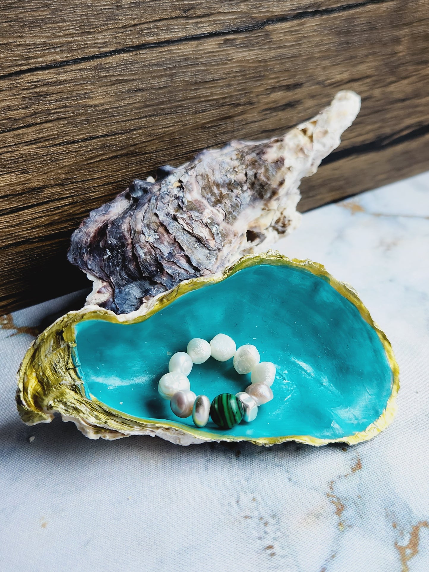 Malachite and Pearl Ring