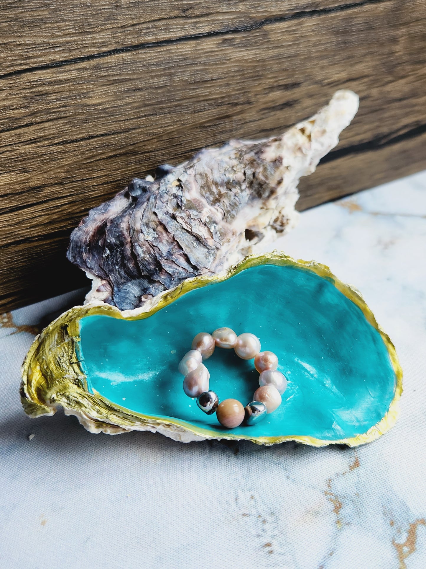 Rhodochrosite and Pearl Ring