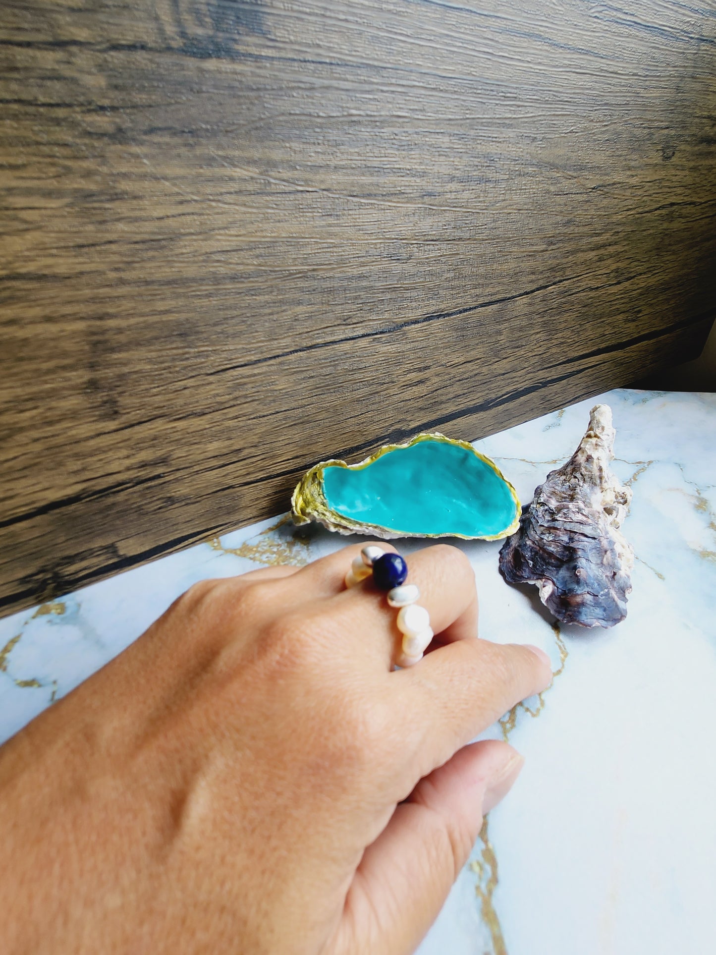 Lapis Lazuli and Pearl Ring