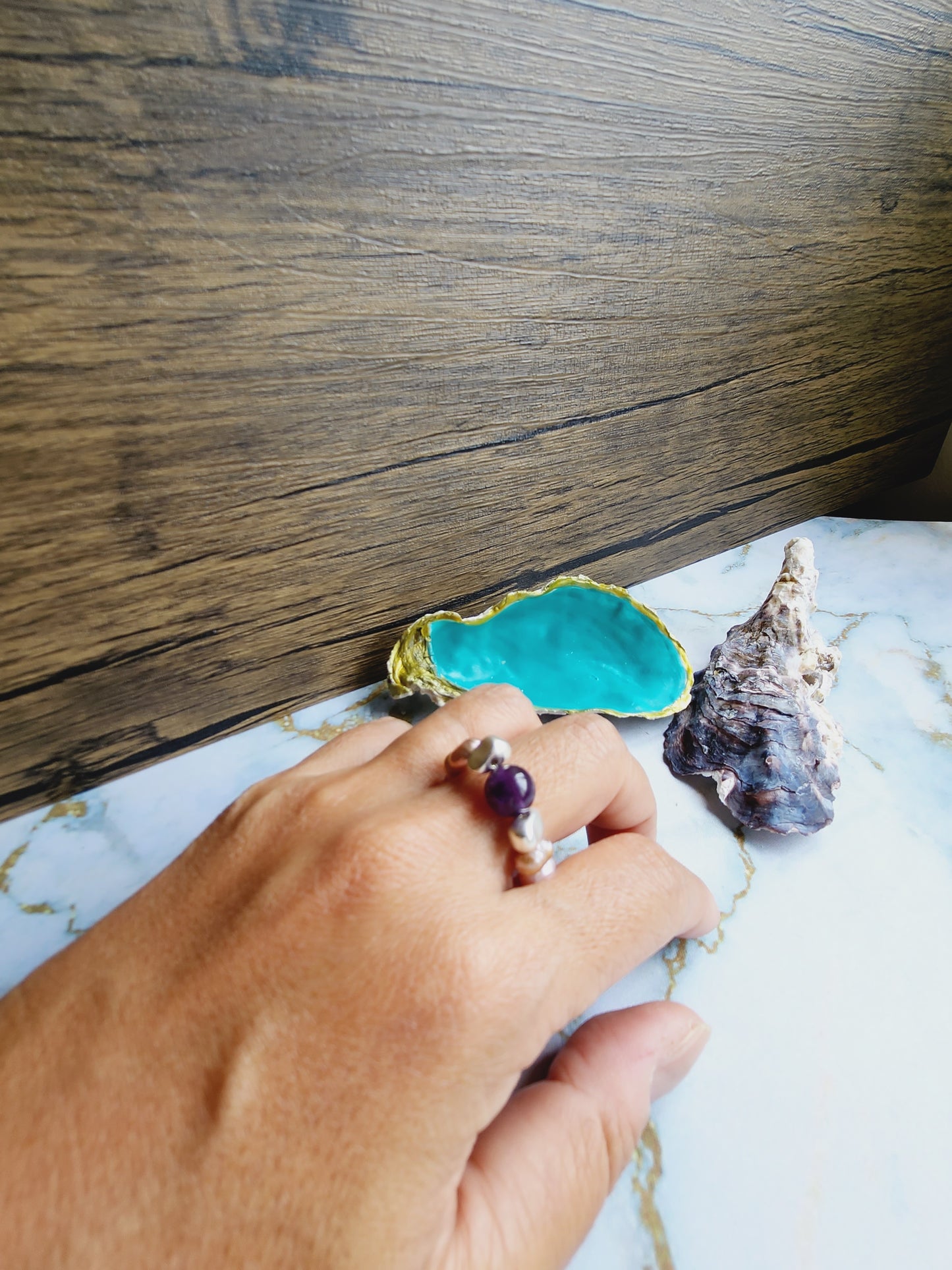 Amethyst and Pearl Ring