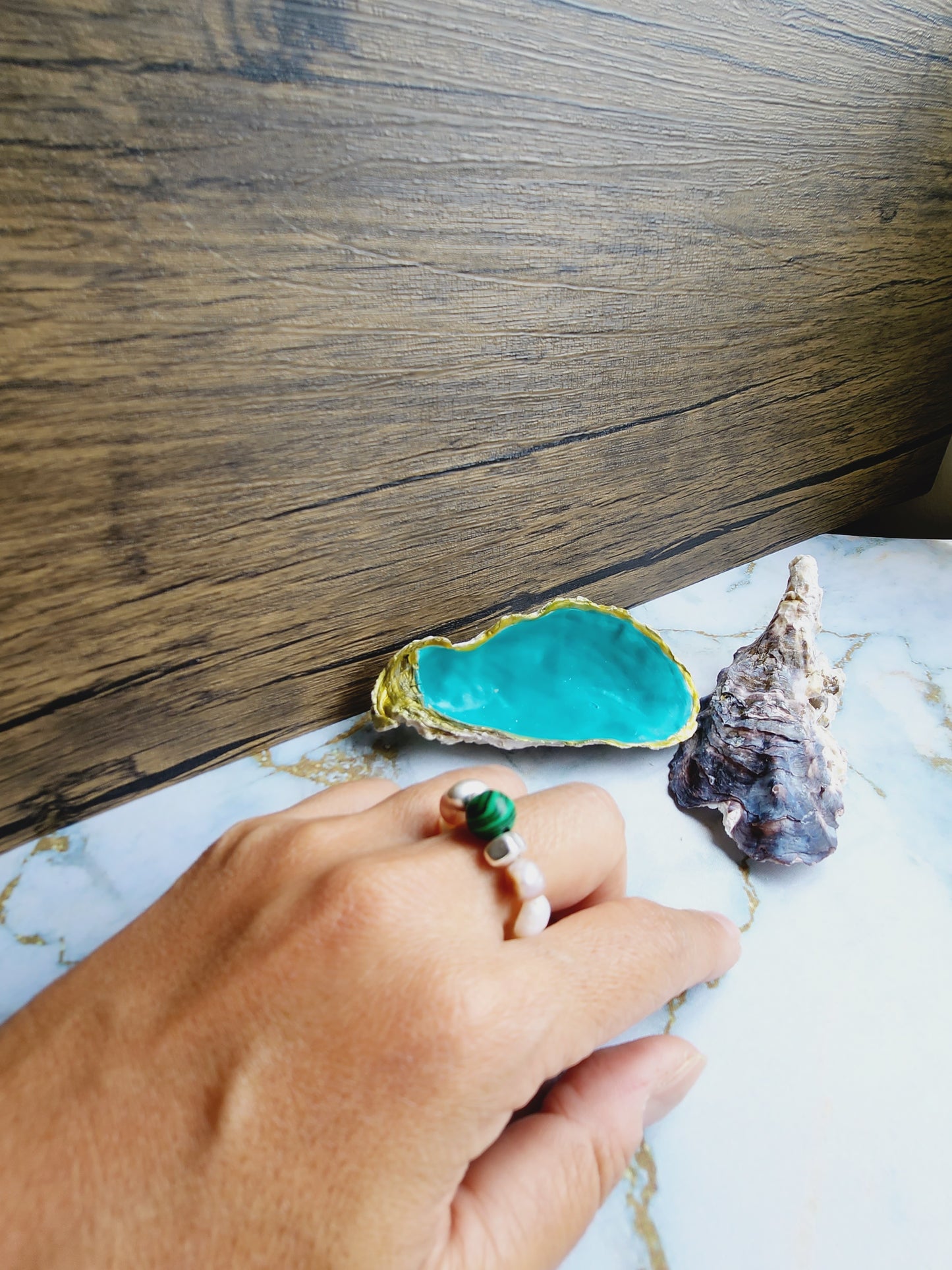 Malachite and Pearl Ring