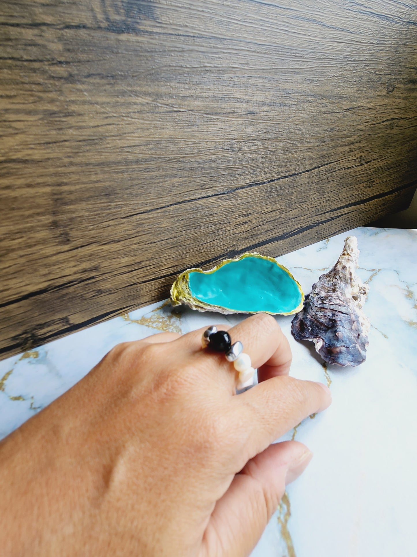 Onyx and Pearl Ring