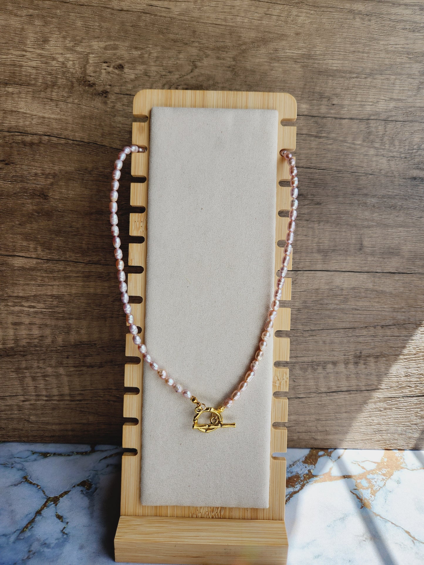 Pink pearl necklace