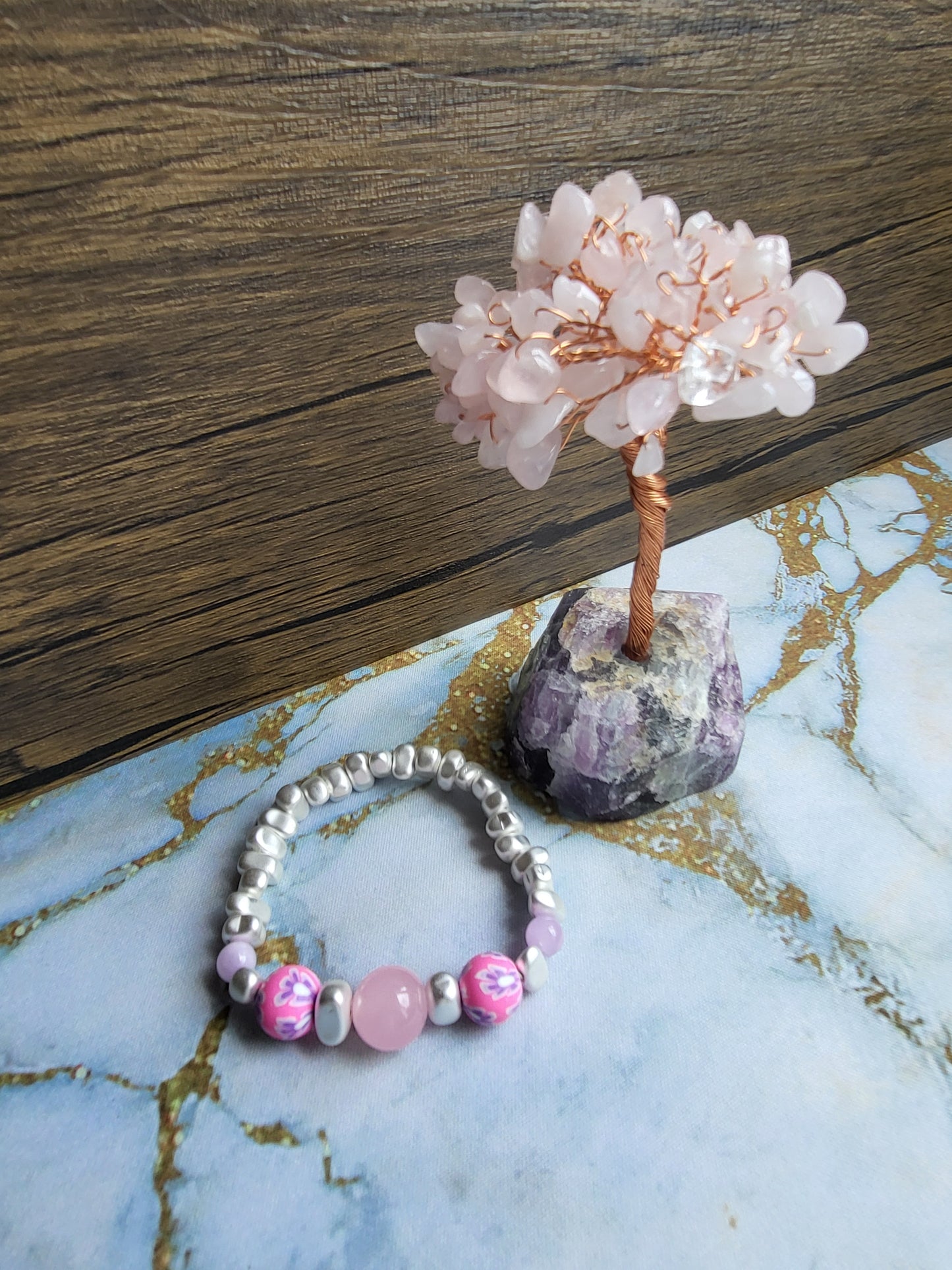 Sakura Amethyst and Rose Quartz Bracelet
