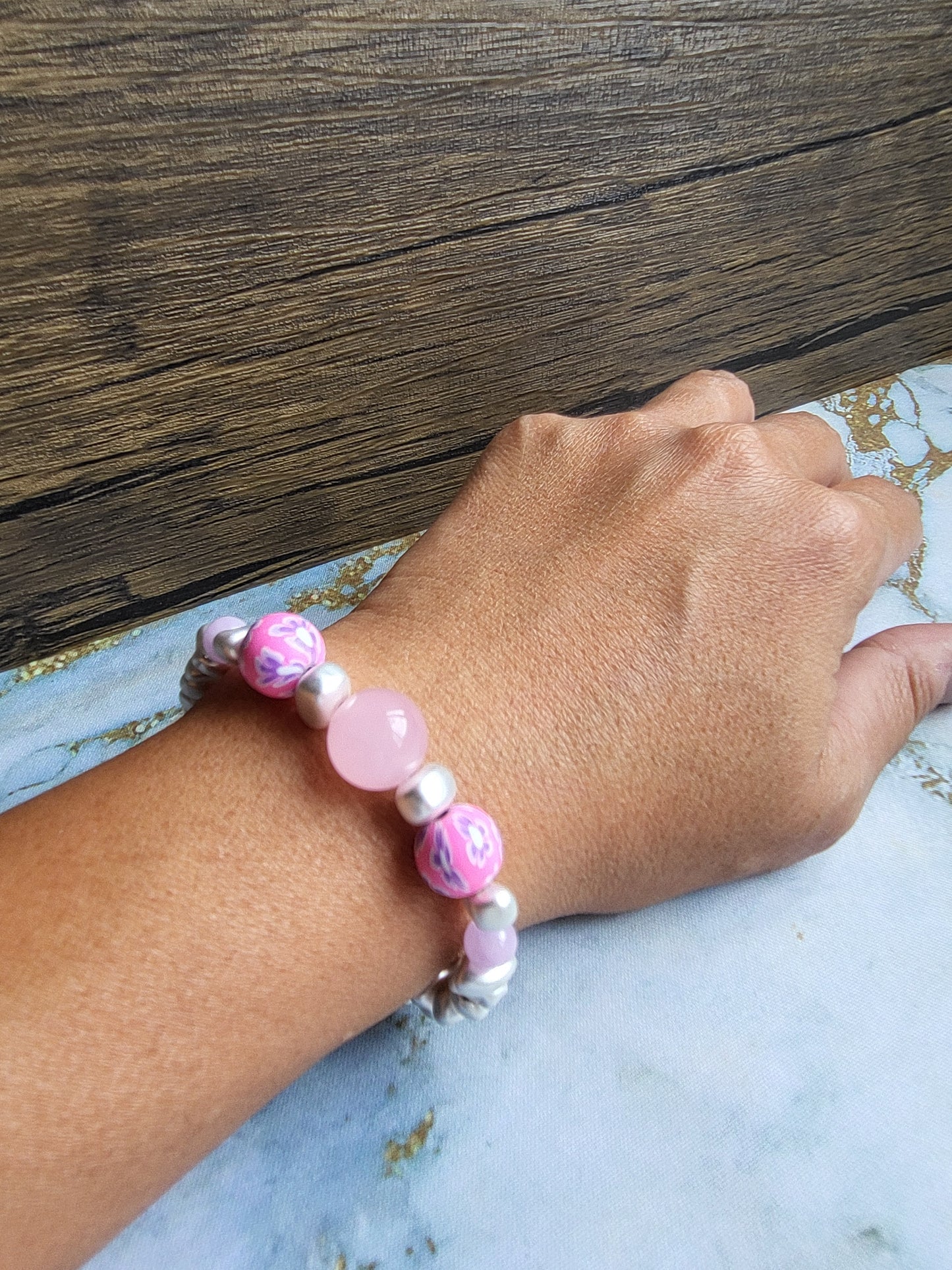 Sakura Amethyst and Rose Quartz Bracelet