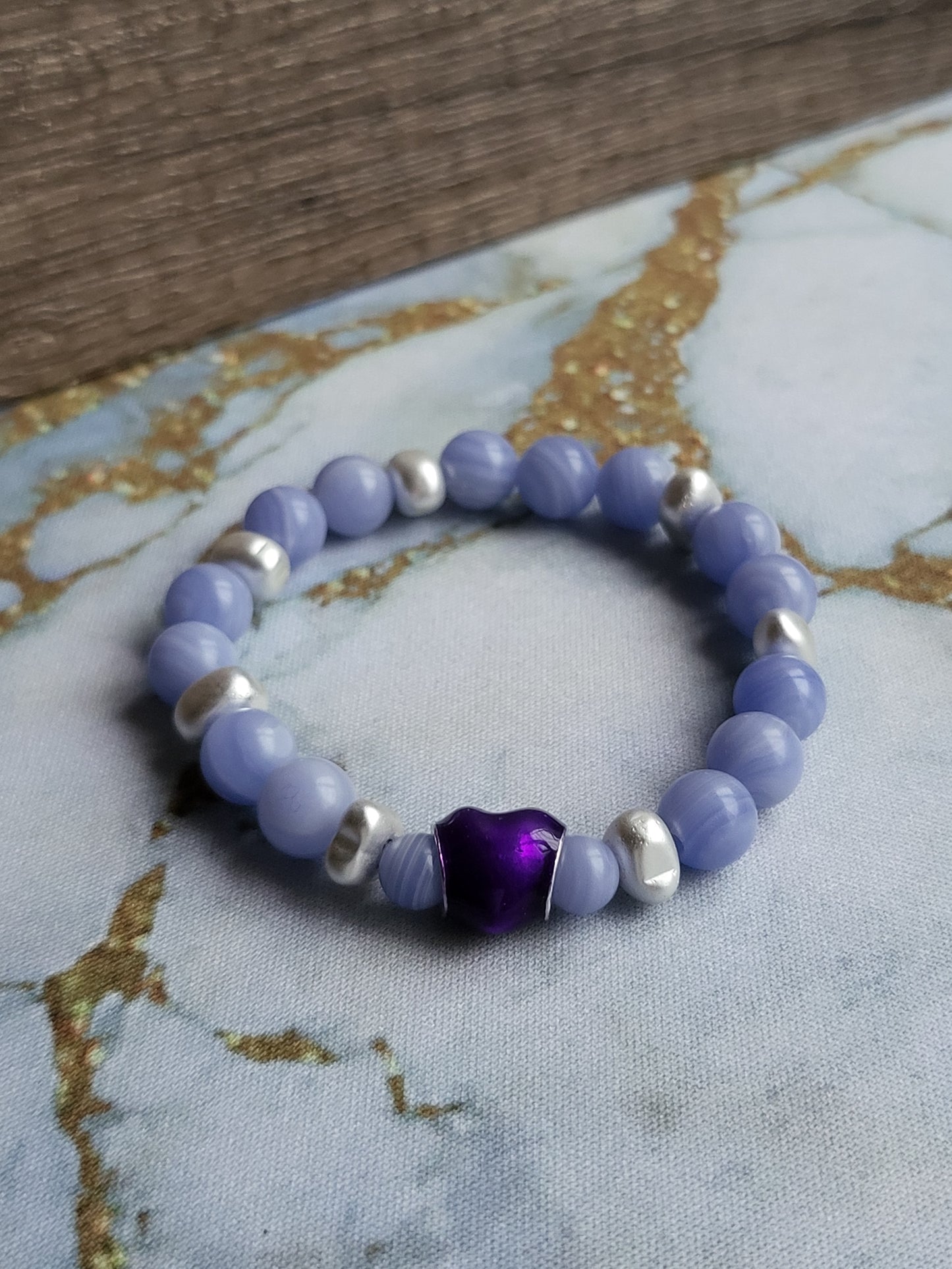 Blue Lace Agate Mum and Me Bracelets