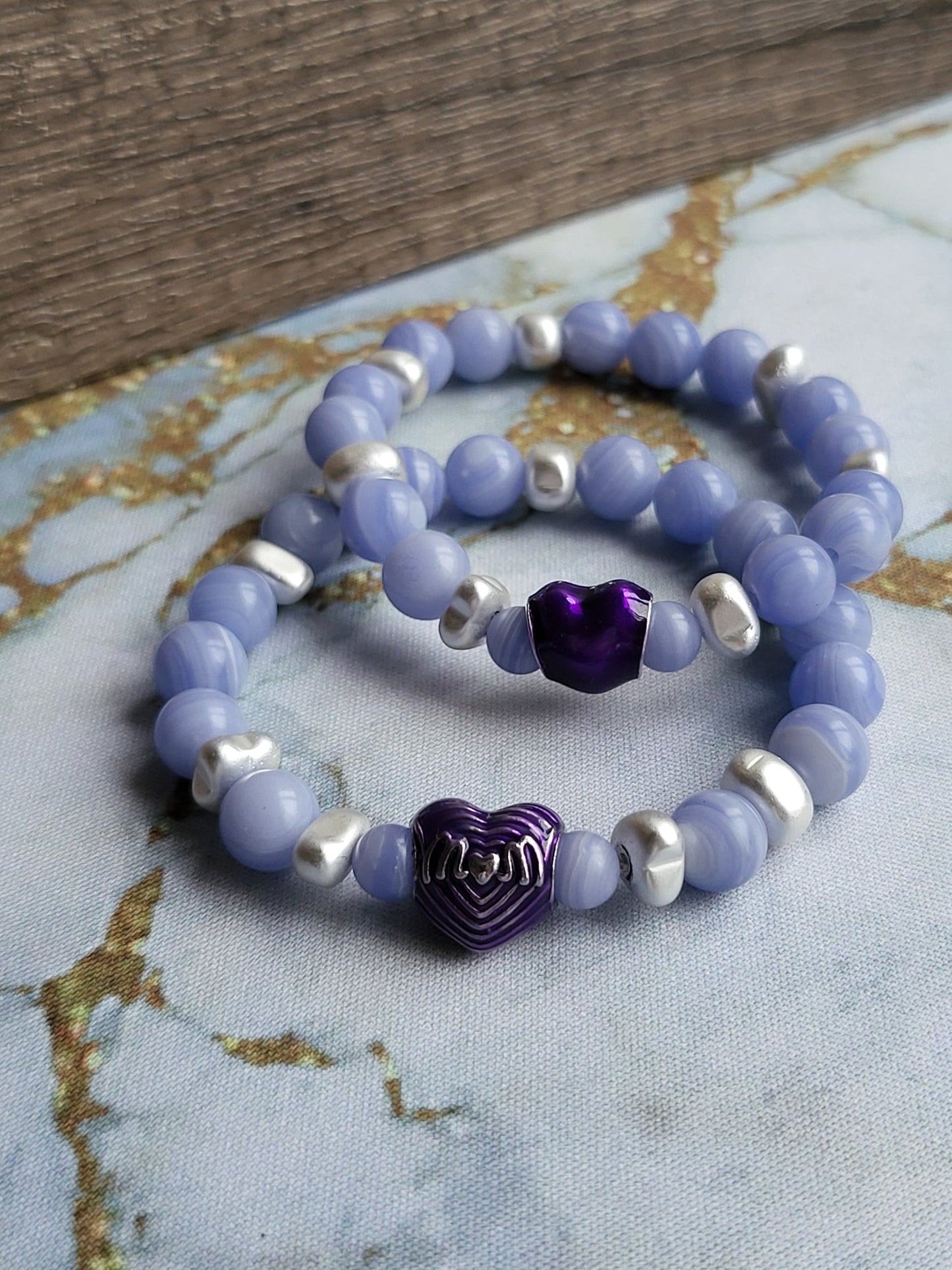 Blue Lace Agate Mum and Me Bracelets