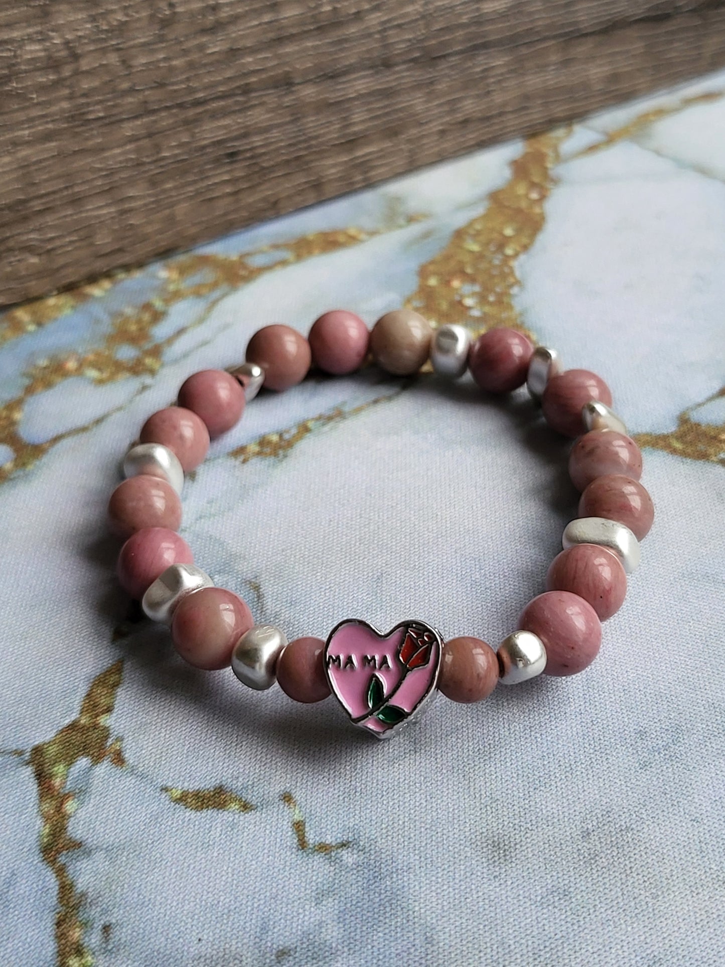 Rhodochrosite Mum and Me Bracelets