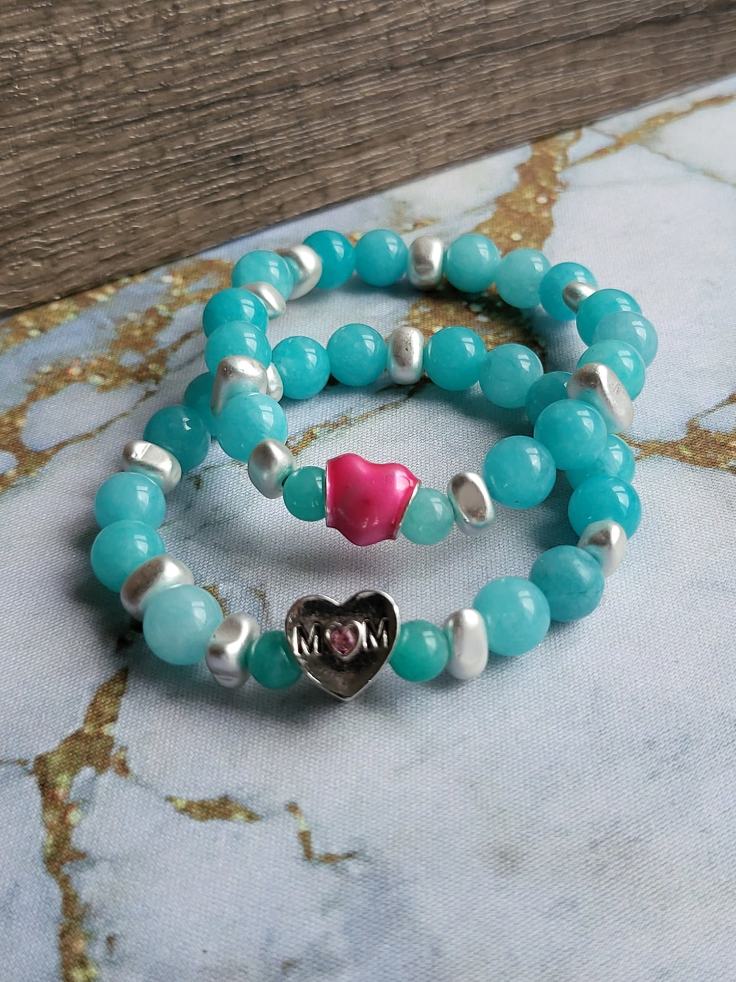 Amazonite Mum and Me Bracelets