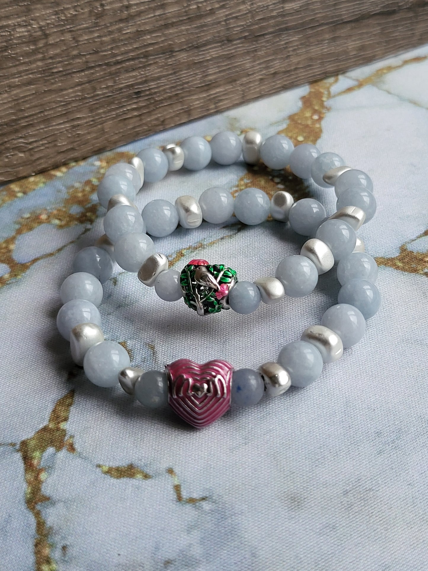 Aquamarine Mum and Me Bracelets