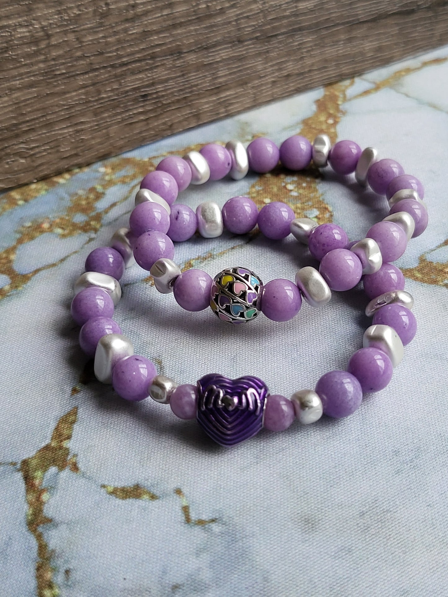 Purple Jade Mum and Me Bracelets