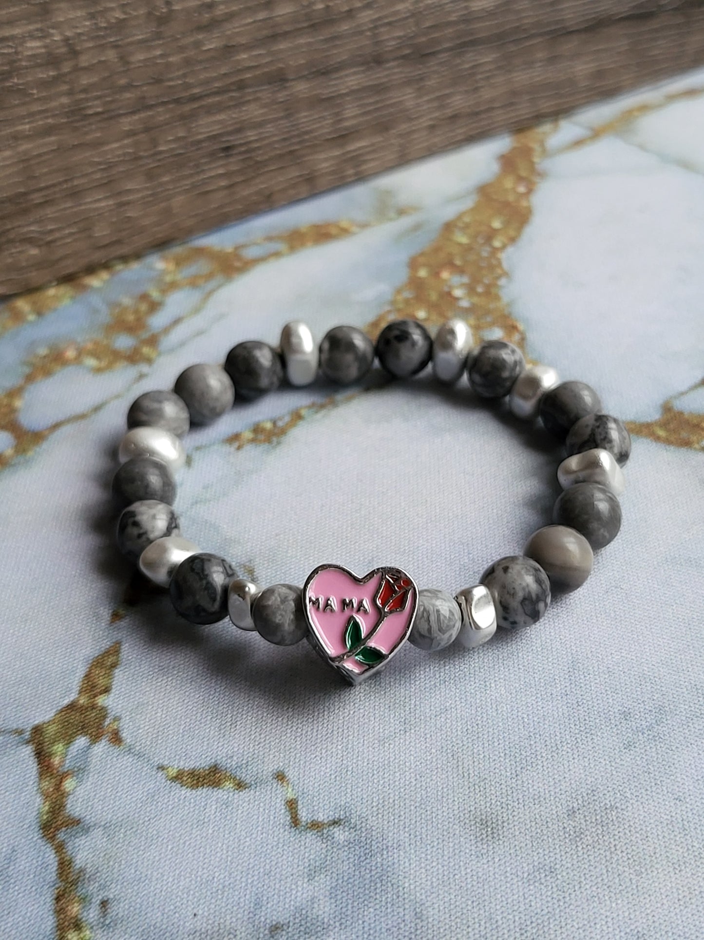 Grey Jasper Mum and Me Bracelets