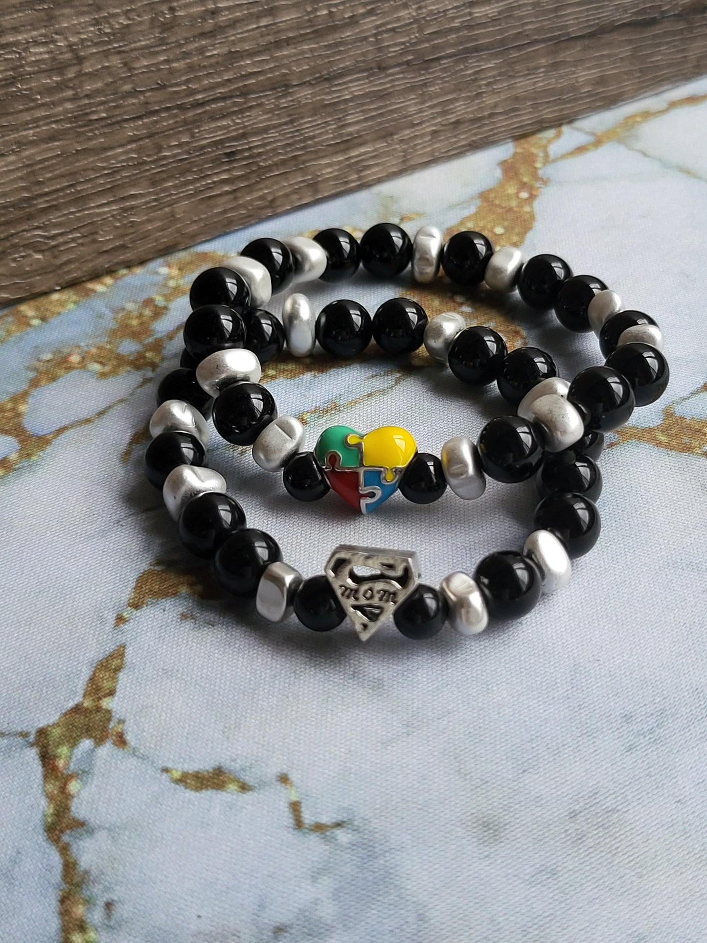 Obsidian Mum and Me Bracelets
