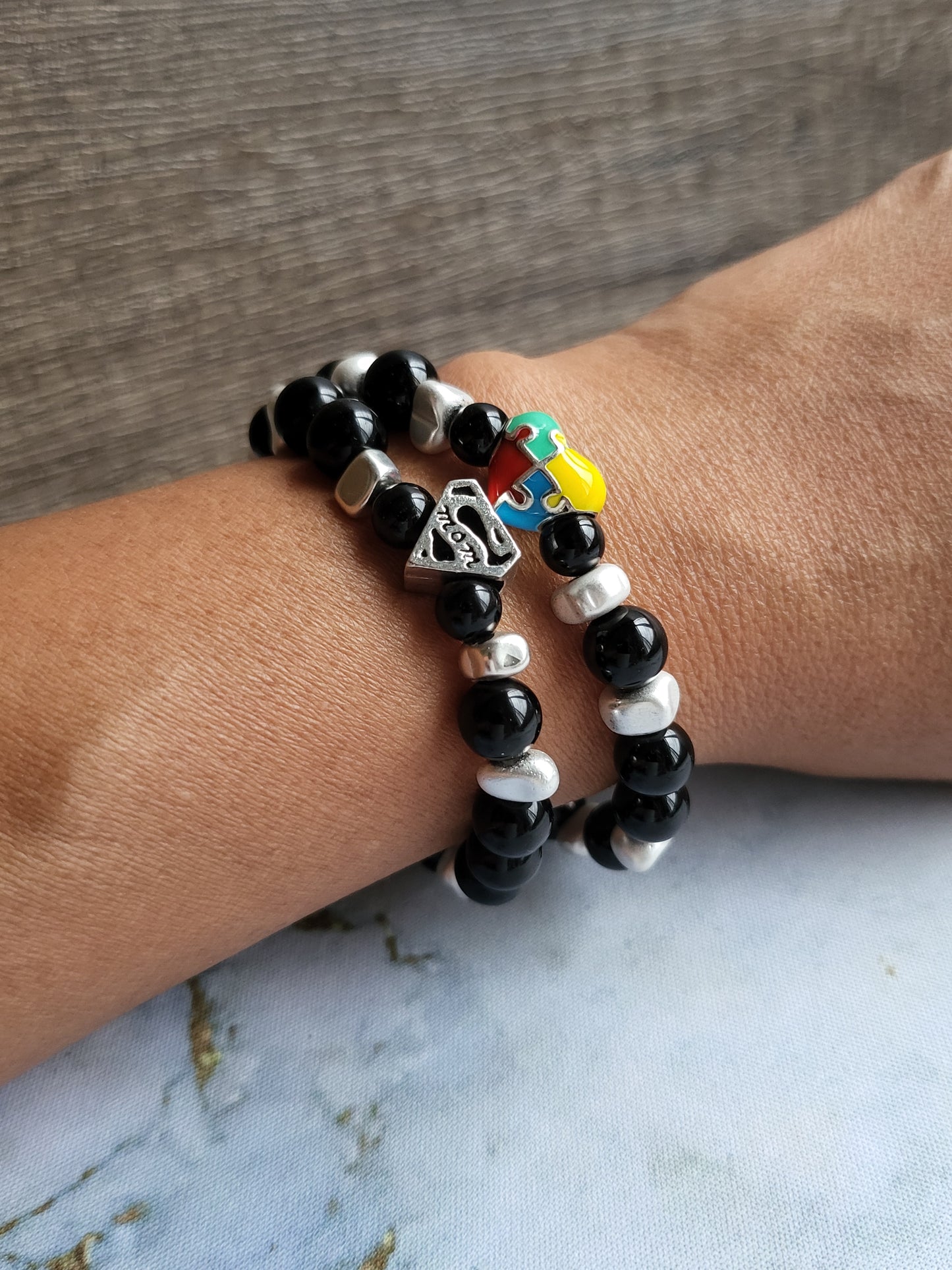 Obsidian Mum and Me Bracelets