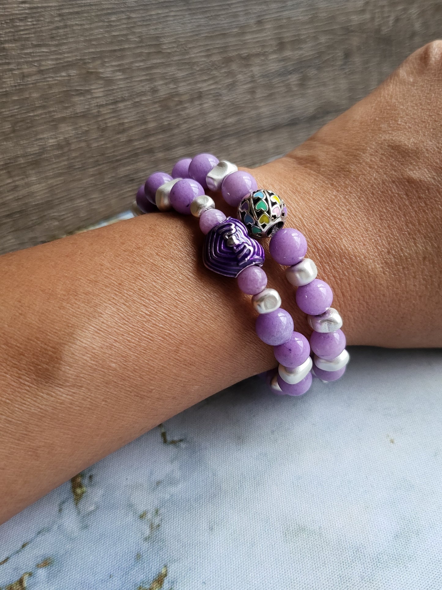 Purple Jade Mum and Me Bracelets
