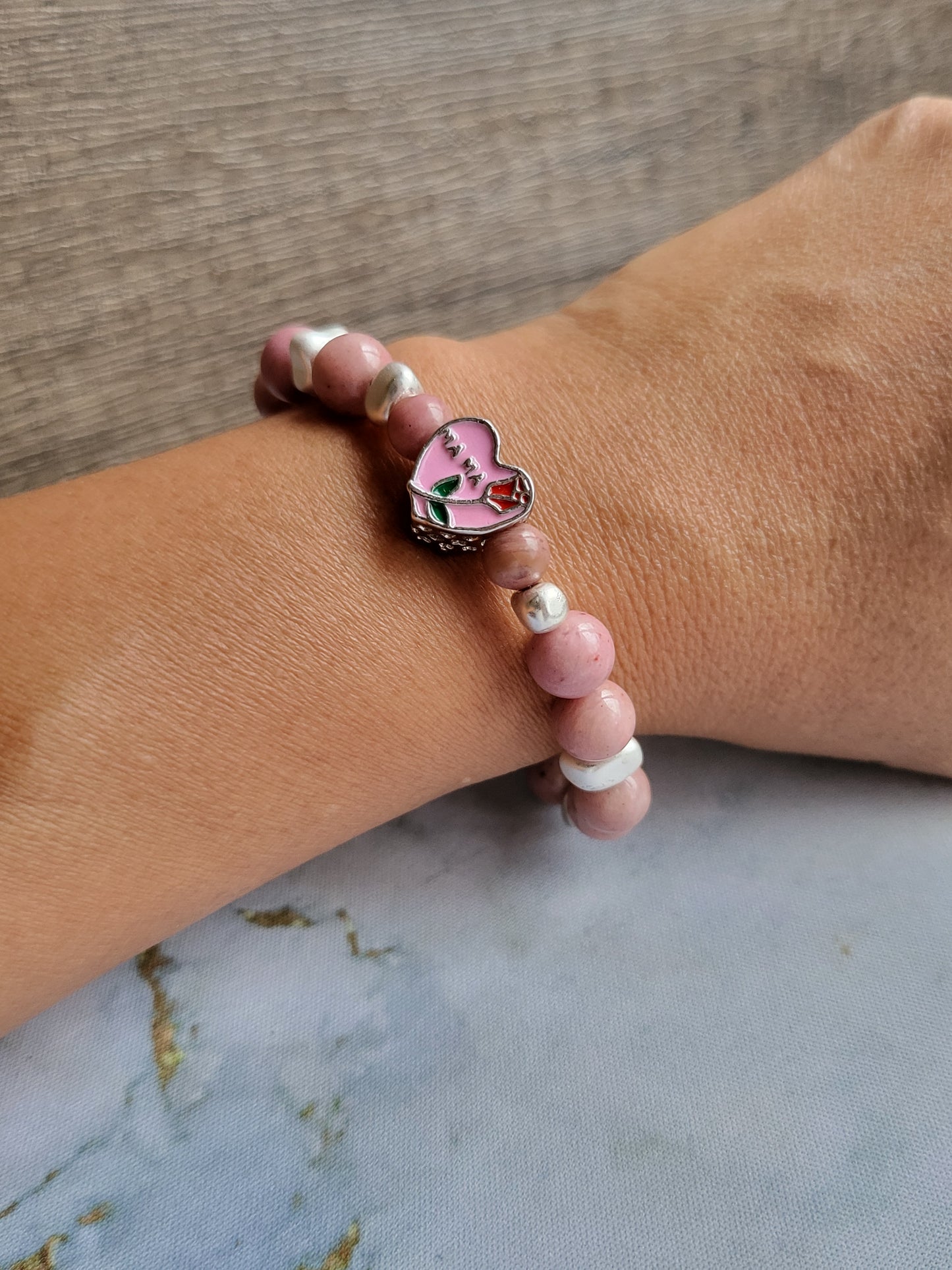 Rhodochrosite Mum and Me Bracelets