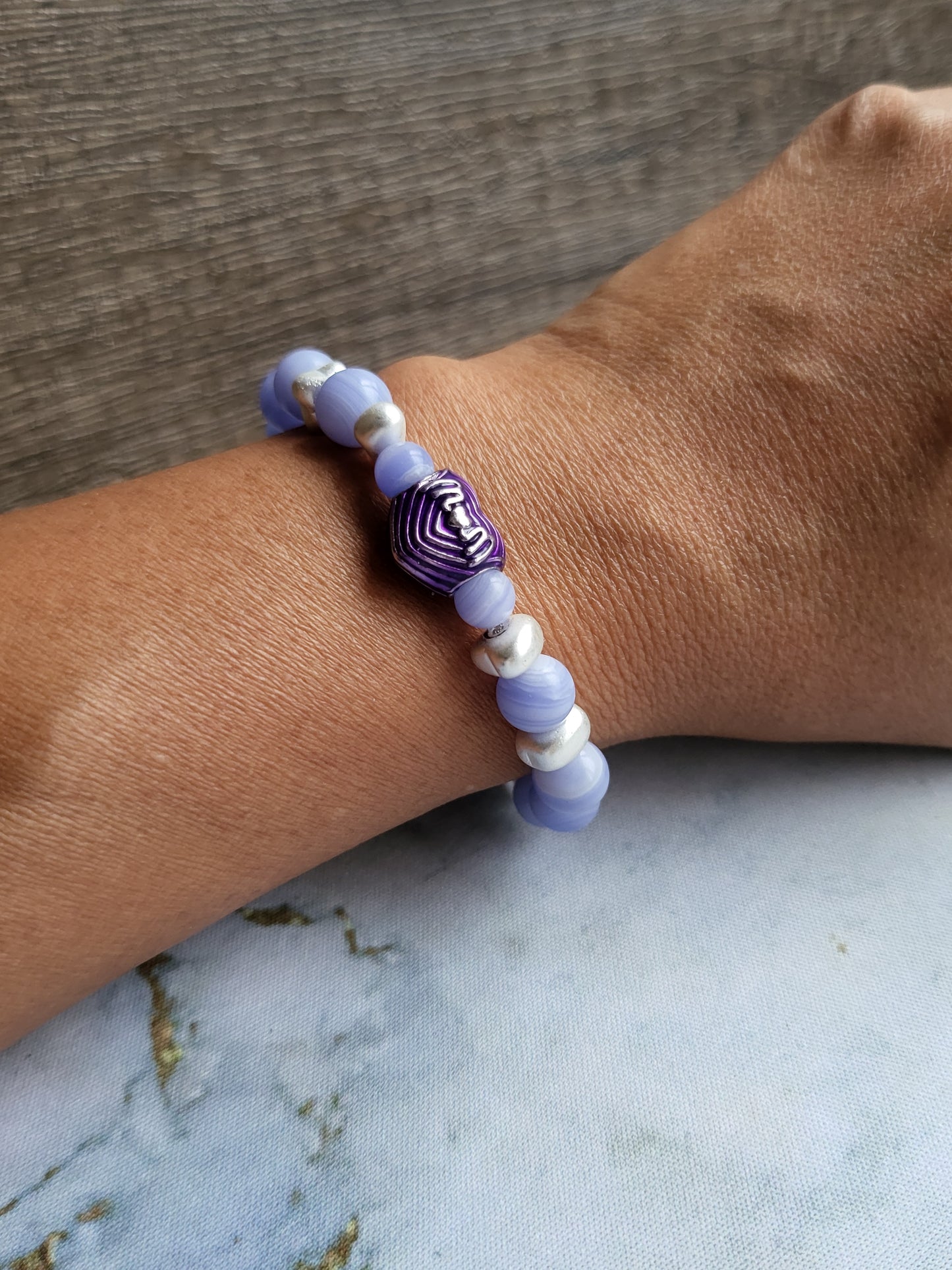 Blue Lace Agate Mum and Me Bracelets