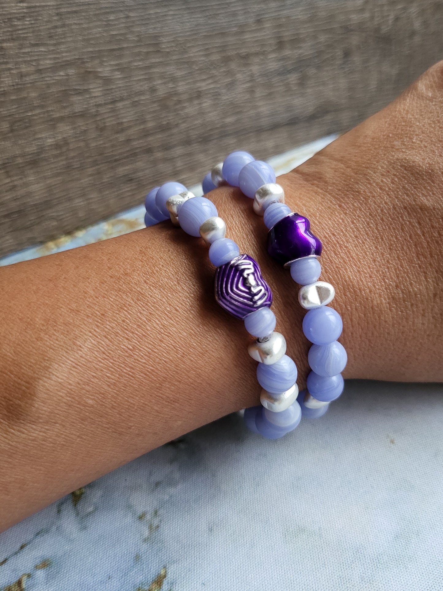 Blue Lace Agate Mum and Me Bracelets