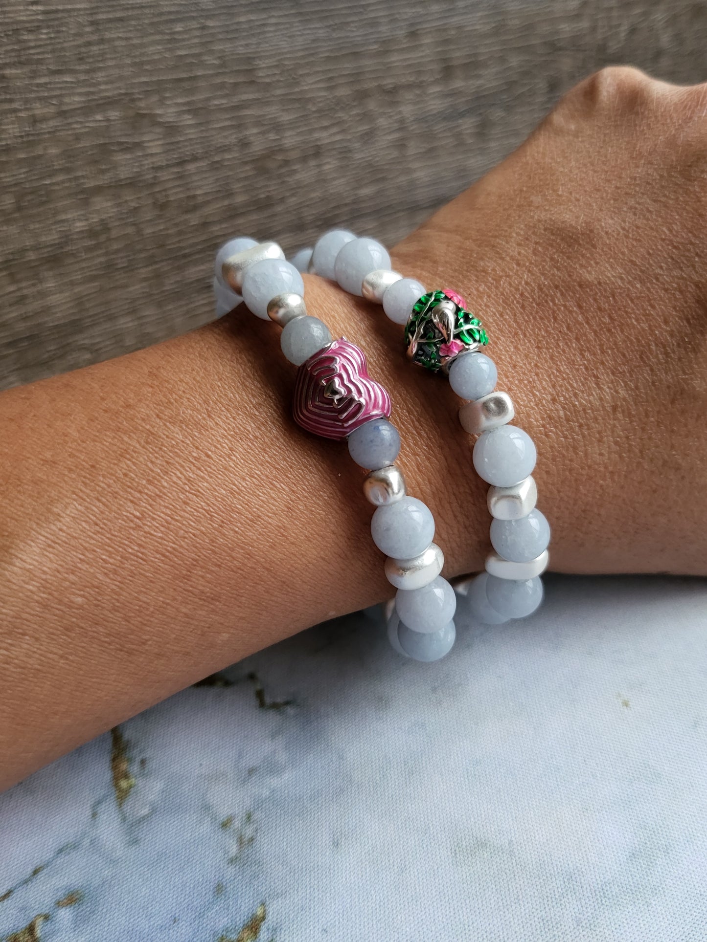 Aquamarine Mum and Me Bracelets