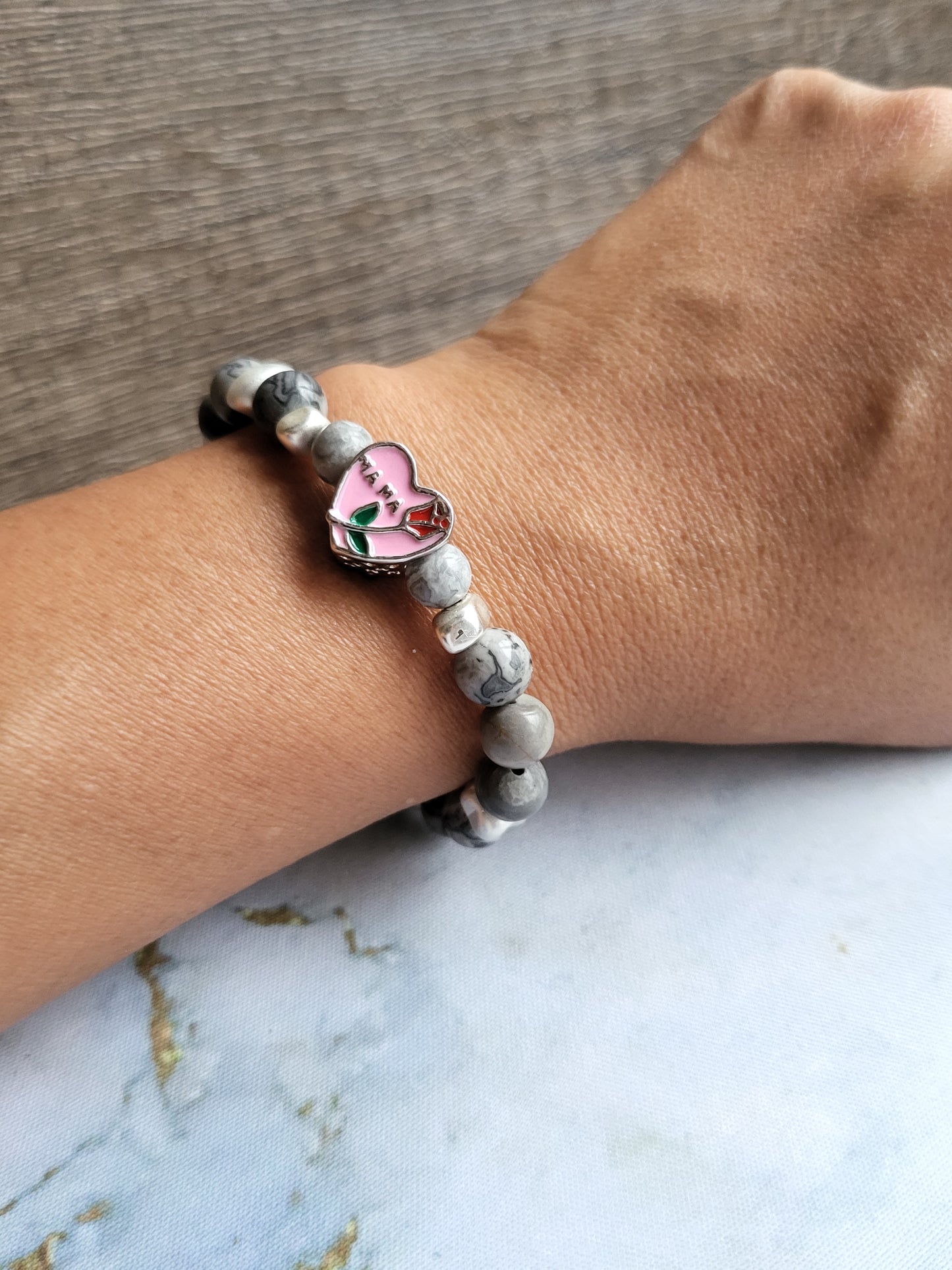 Grey Jasper Mum and Me Bracelets