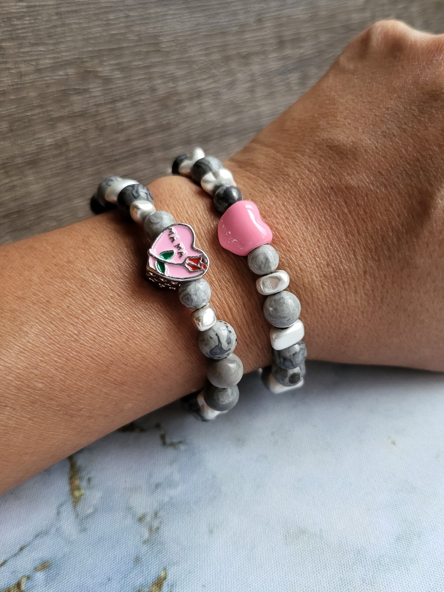 Grey Jasper Mum and Me Bracelets