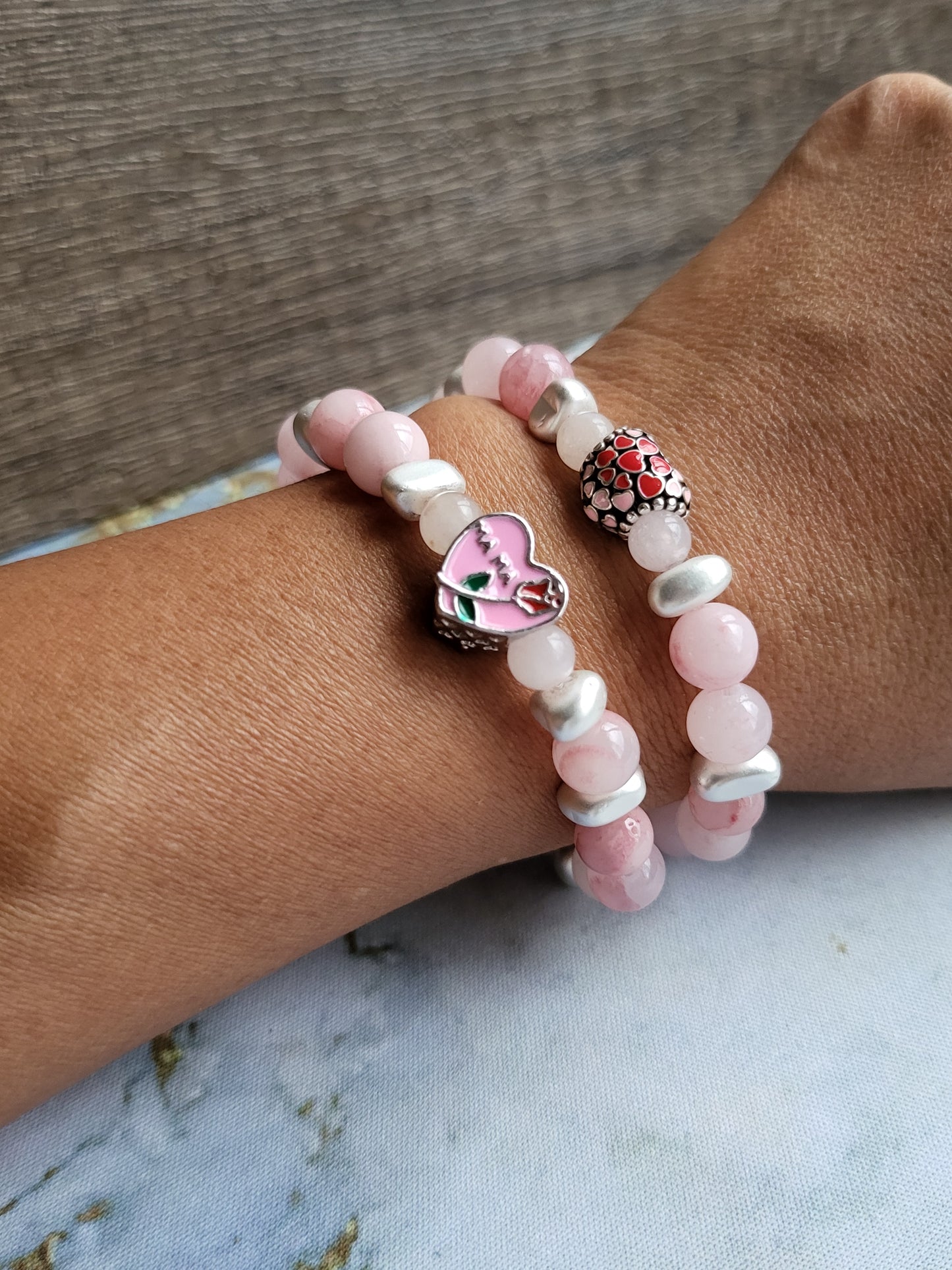 Strawberry Quartz Mum and Me Bracelets