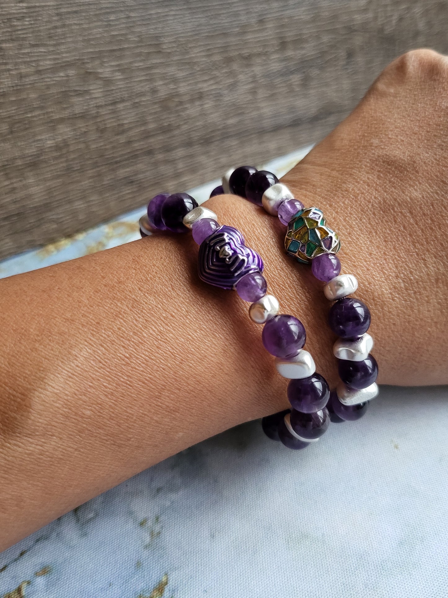 Amethyst Mum and Me Bracelets