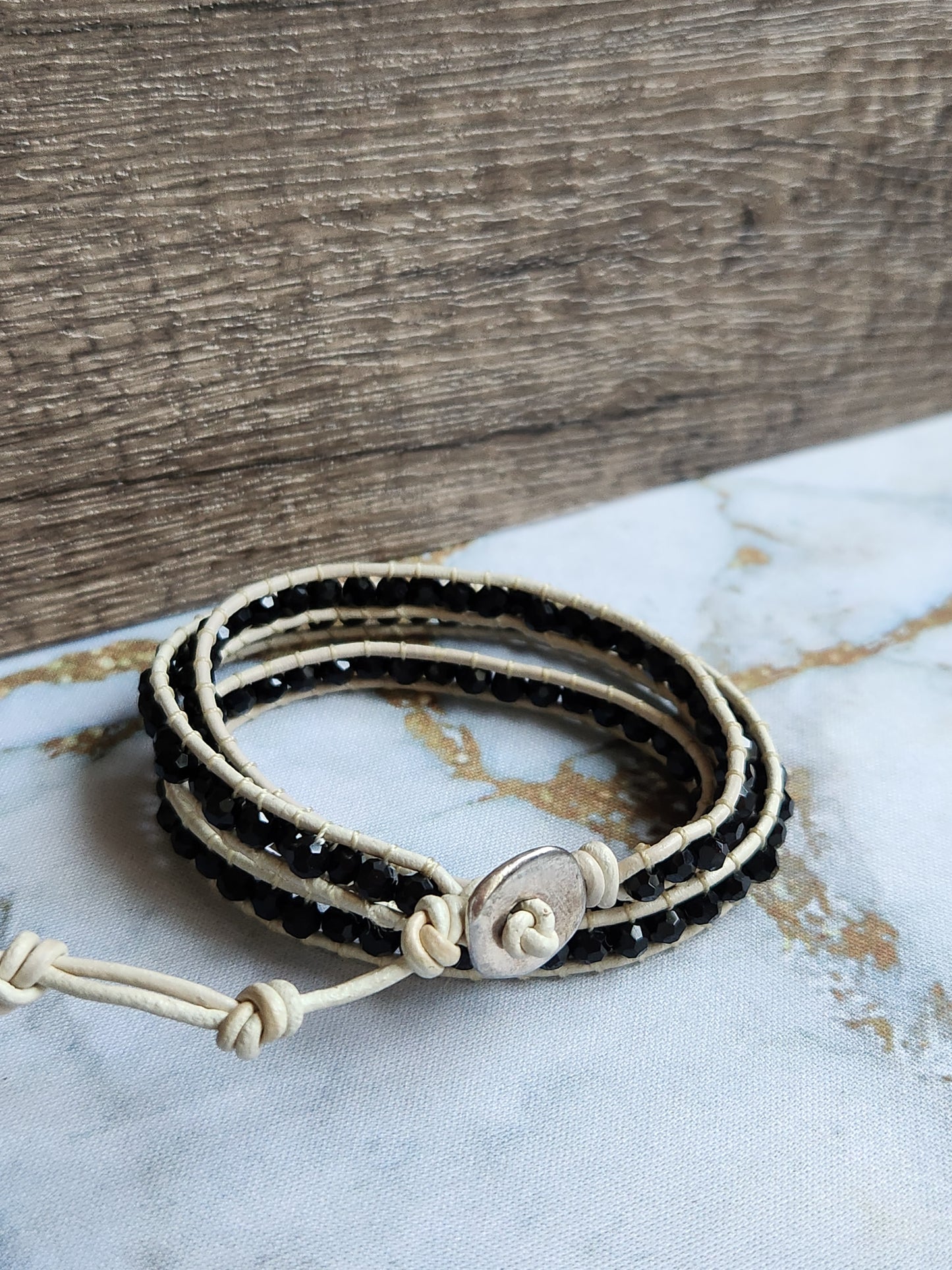 Night Sky Bohemian Leather Wrap Bracelet