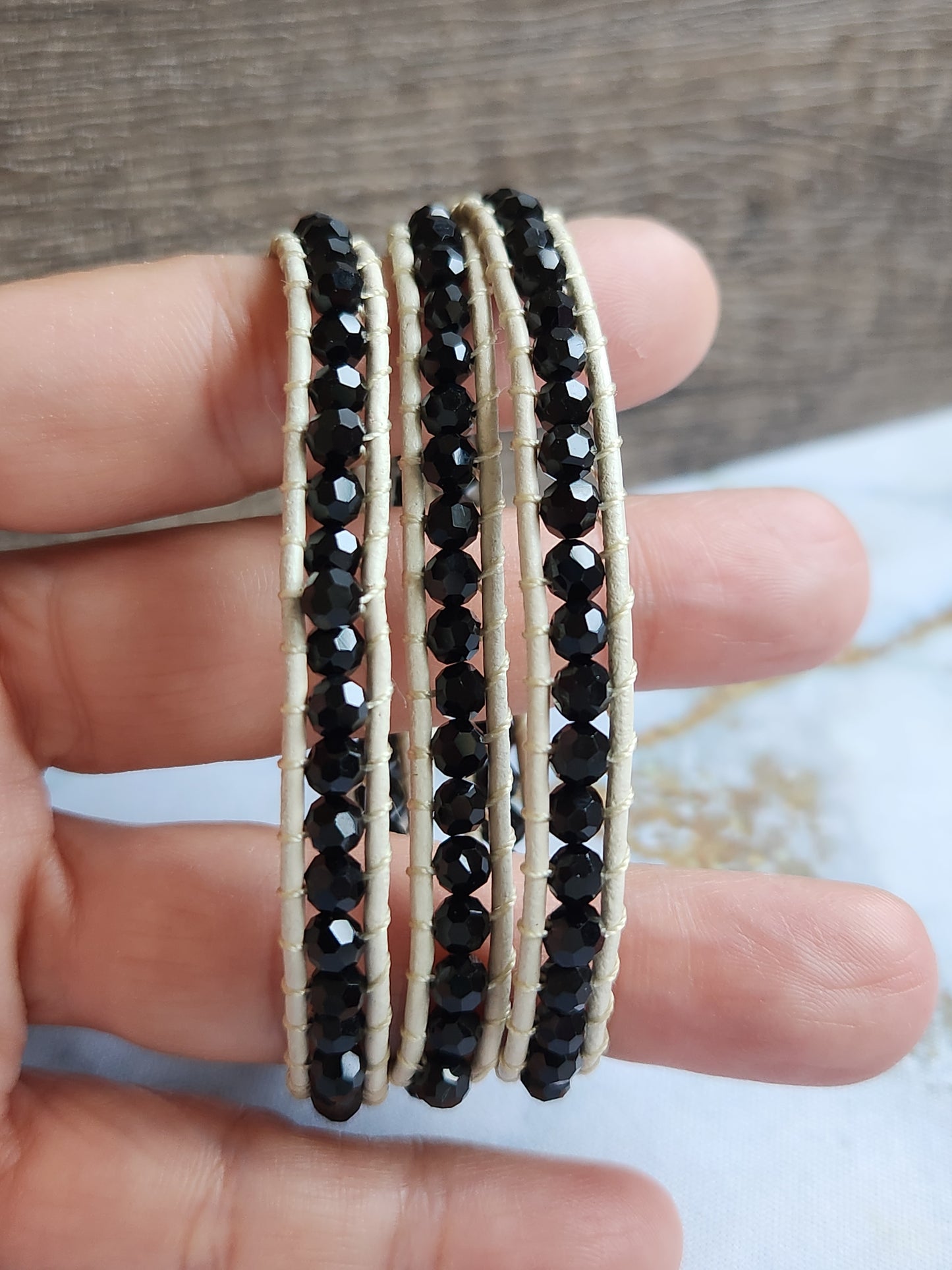 Night Sky Bohemian Leather Wrap Bracelet