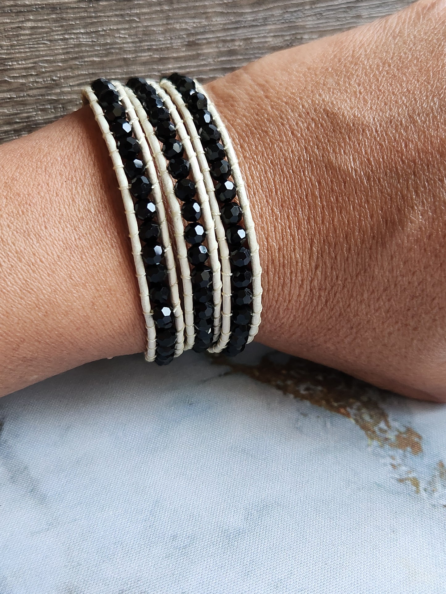 Night Sky Bohemian Leather Wrap Bracelet