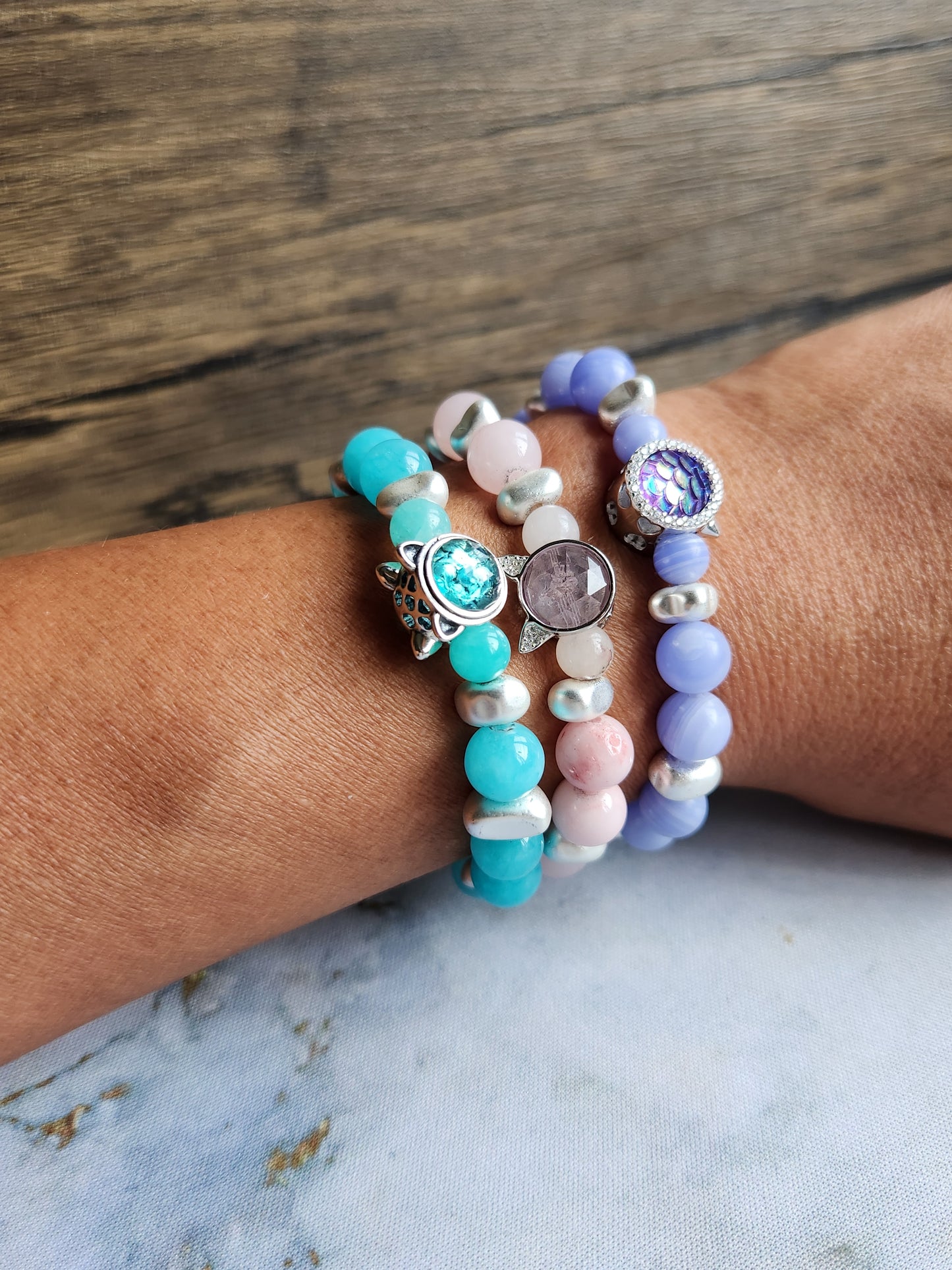 Cat Swarovski Amazonite Bracelet