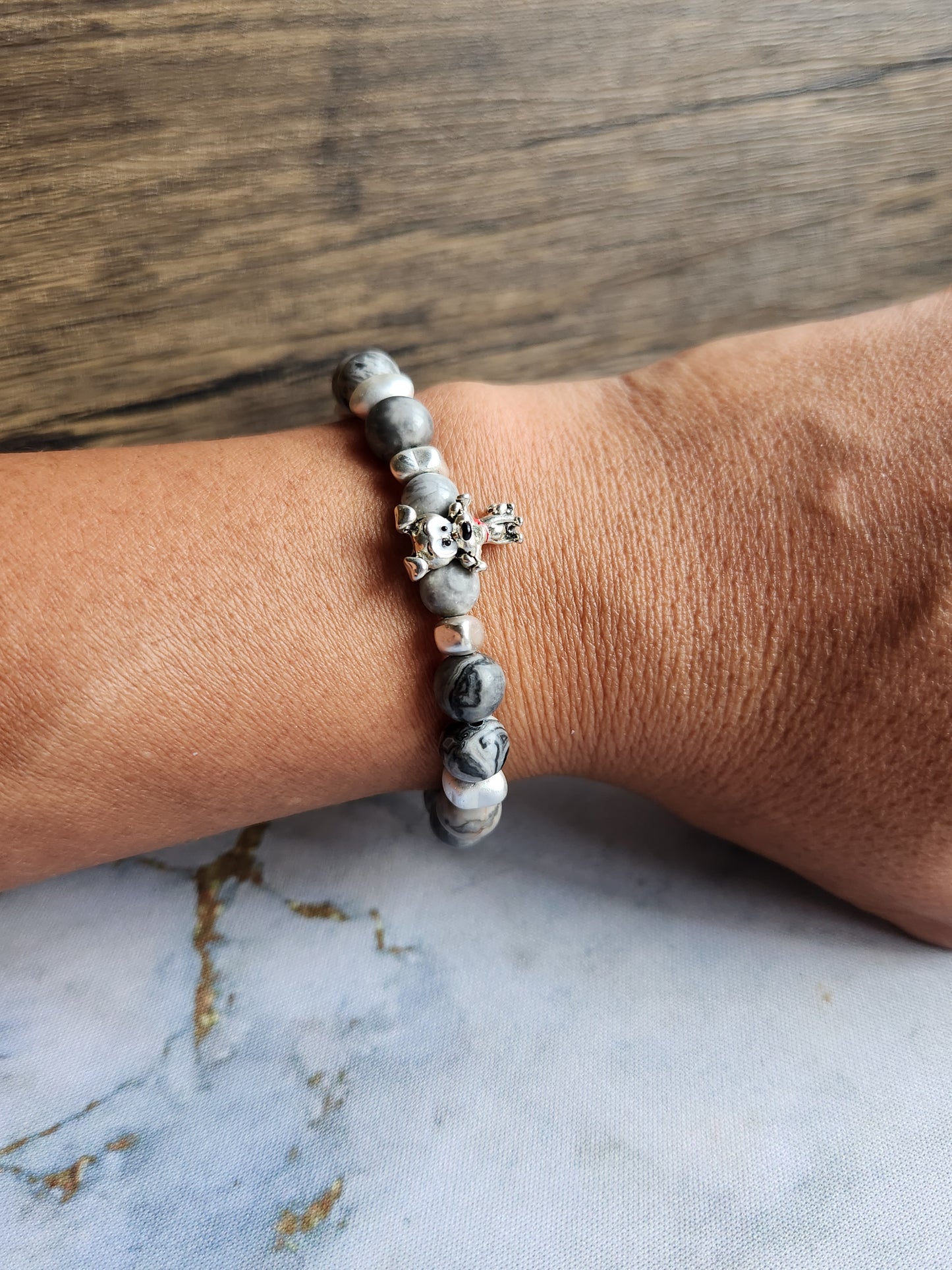 Dog Grey Agate Bracelet