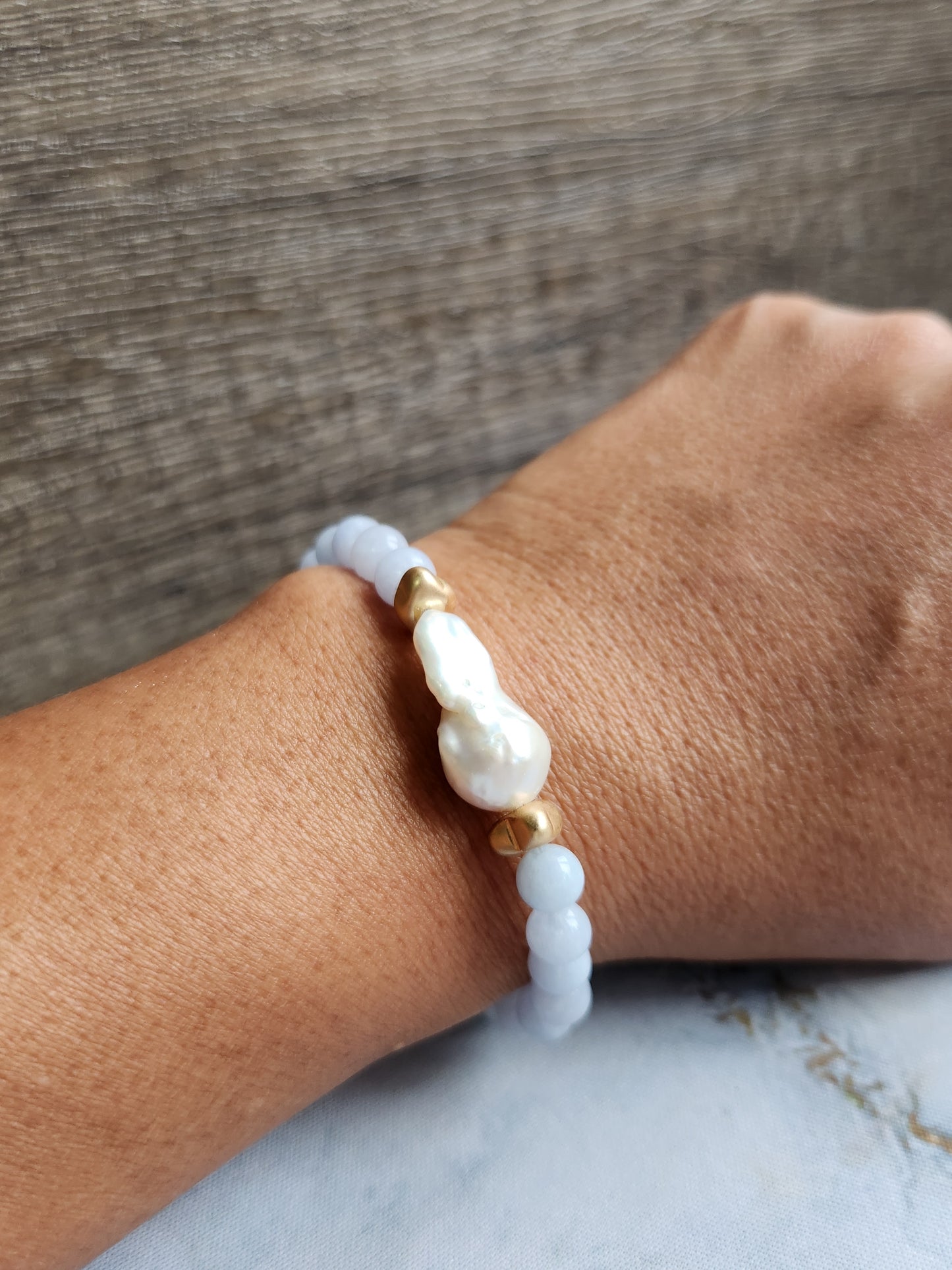 Aquamarine Baroque Pearl Bracelet