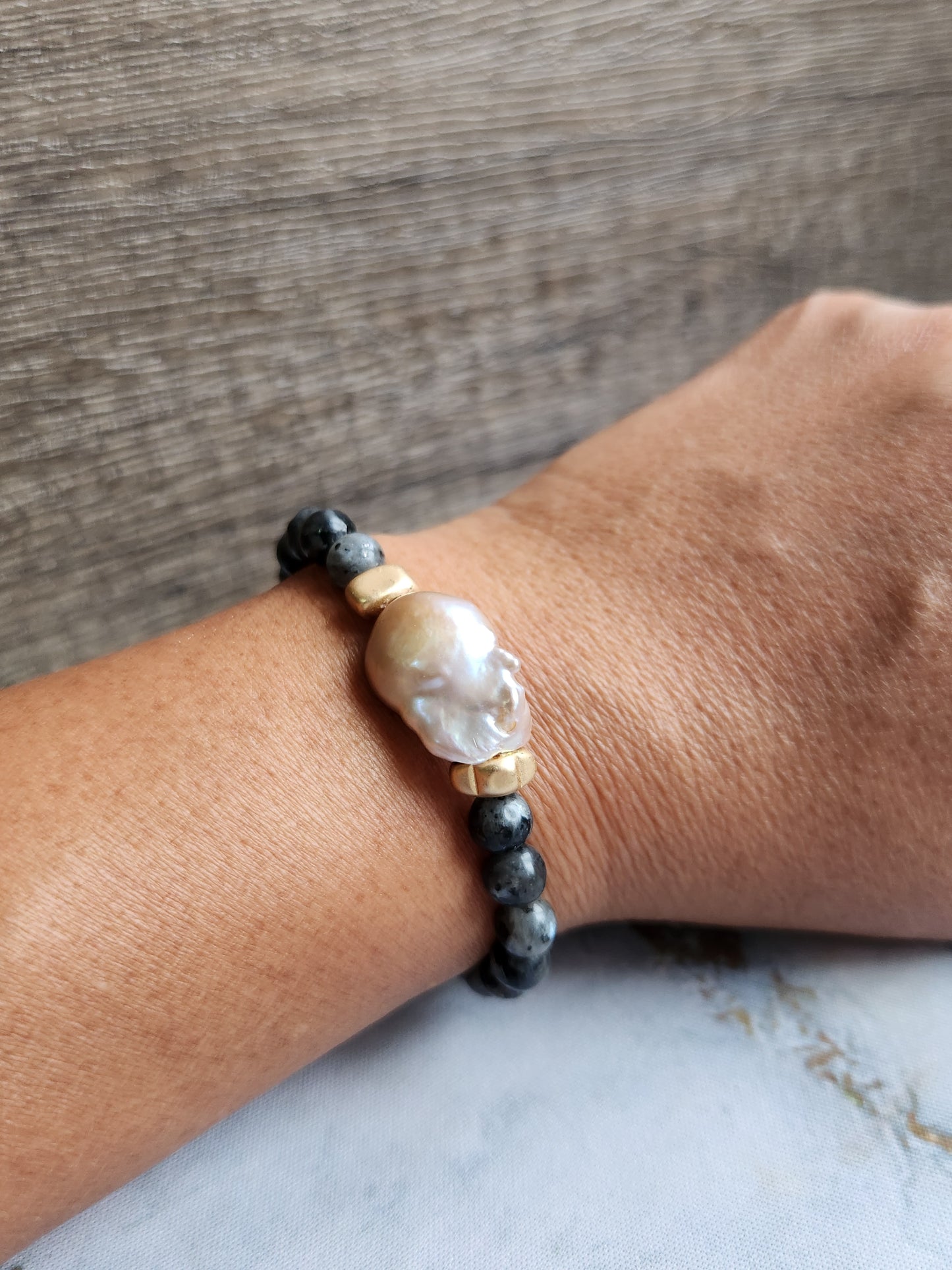 Labradorite Baroque Pearl Bracelet