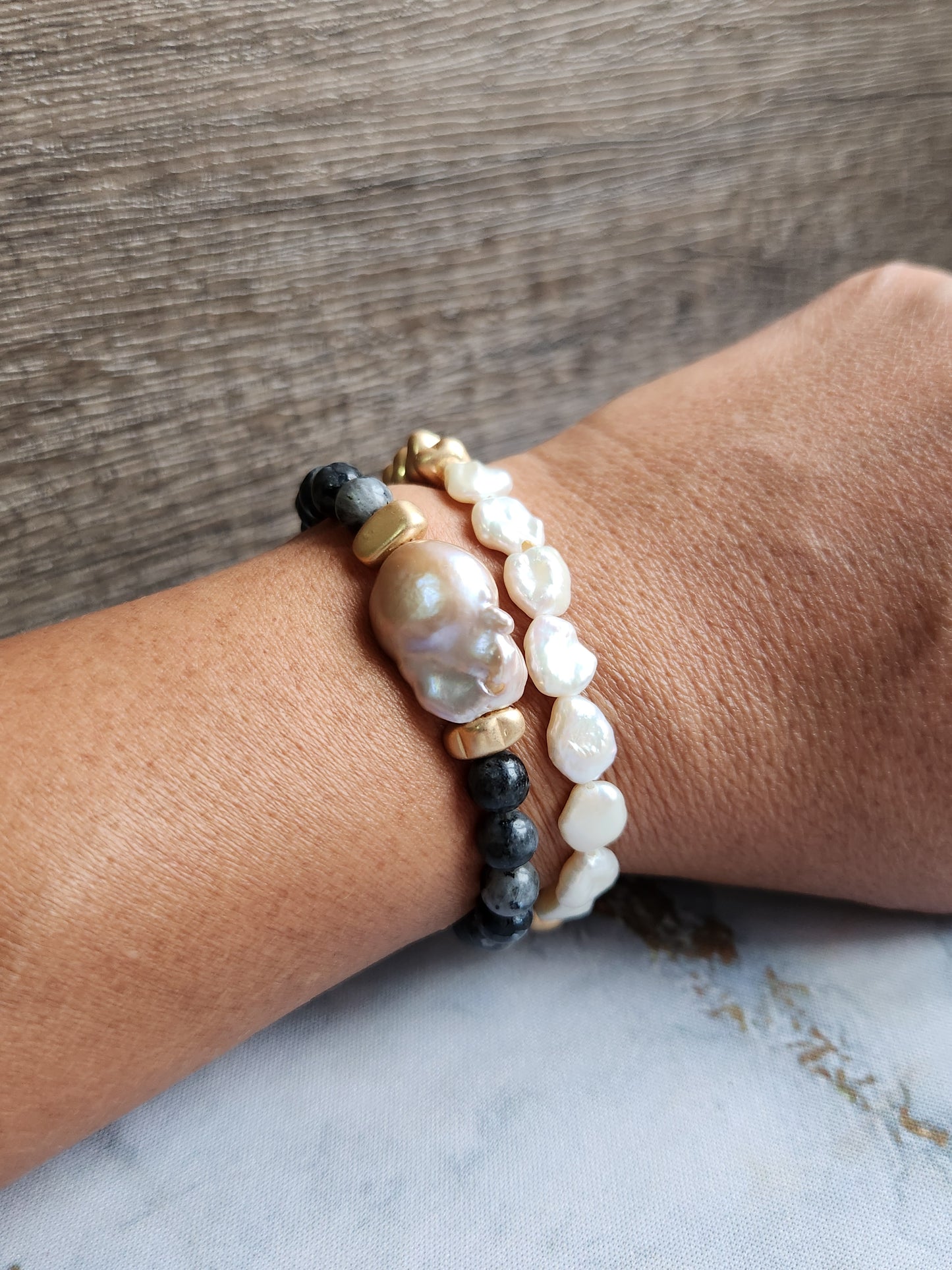 Labradorite Baroque Pearl Bracelet