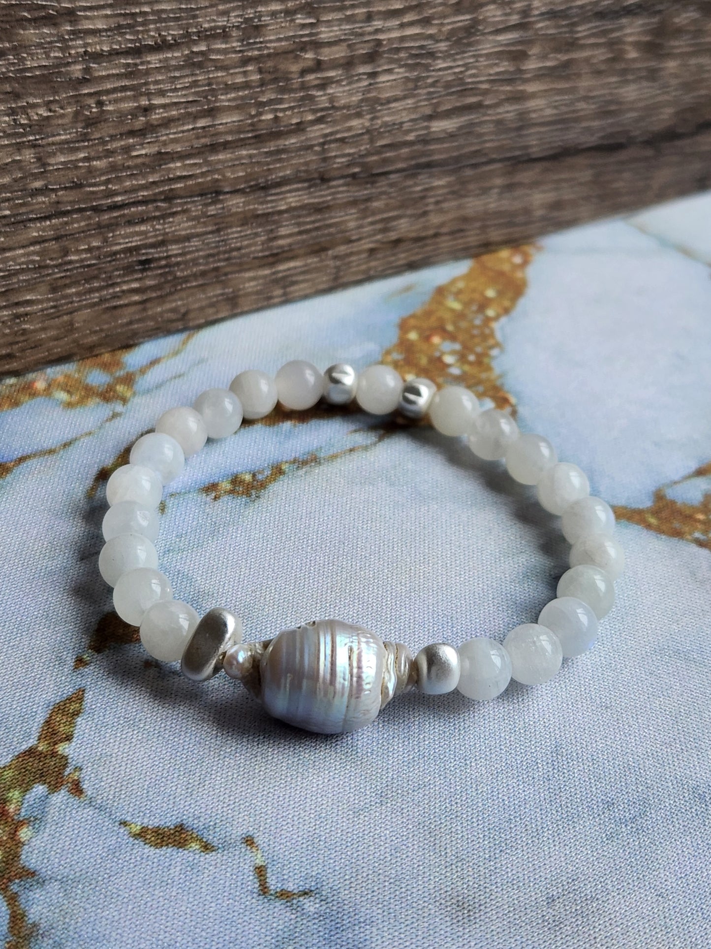 Luna Moonstone and Pearl Bracelet