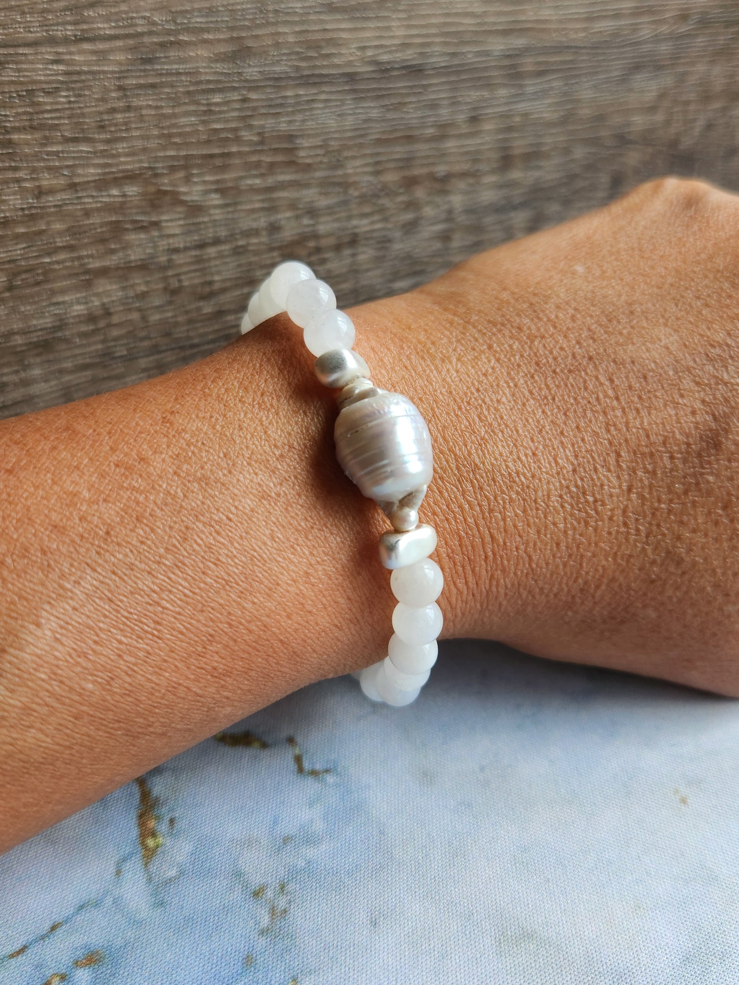 Luna Moonstone and Pearl Bracelet
