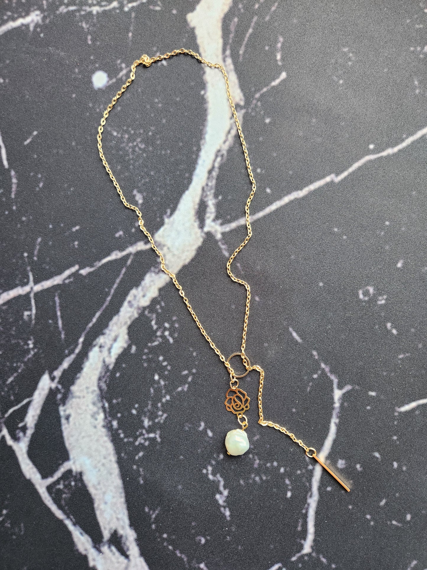 Love, Camellia Baroque Coin Pearl Necklace
