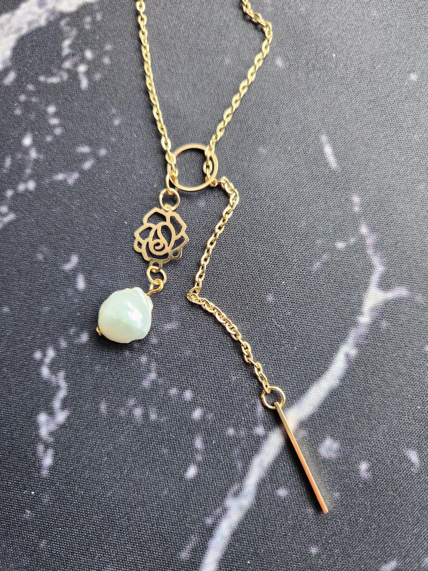 Love, Camellia Baroque Coin Pearl Necklace